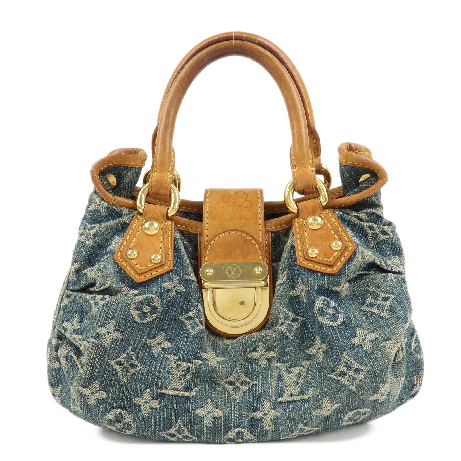 Louis Vuitton Monogram Denim Pleaty Hand Bag Blue M95020