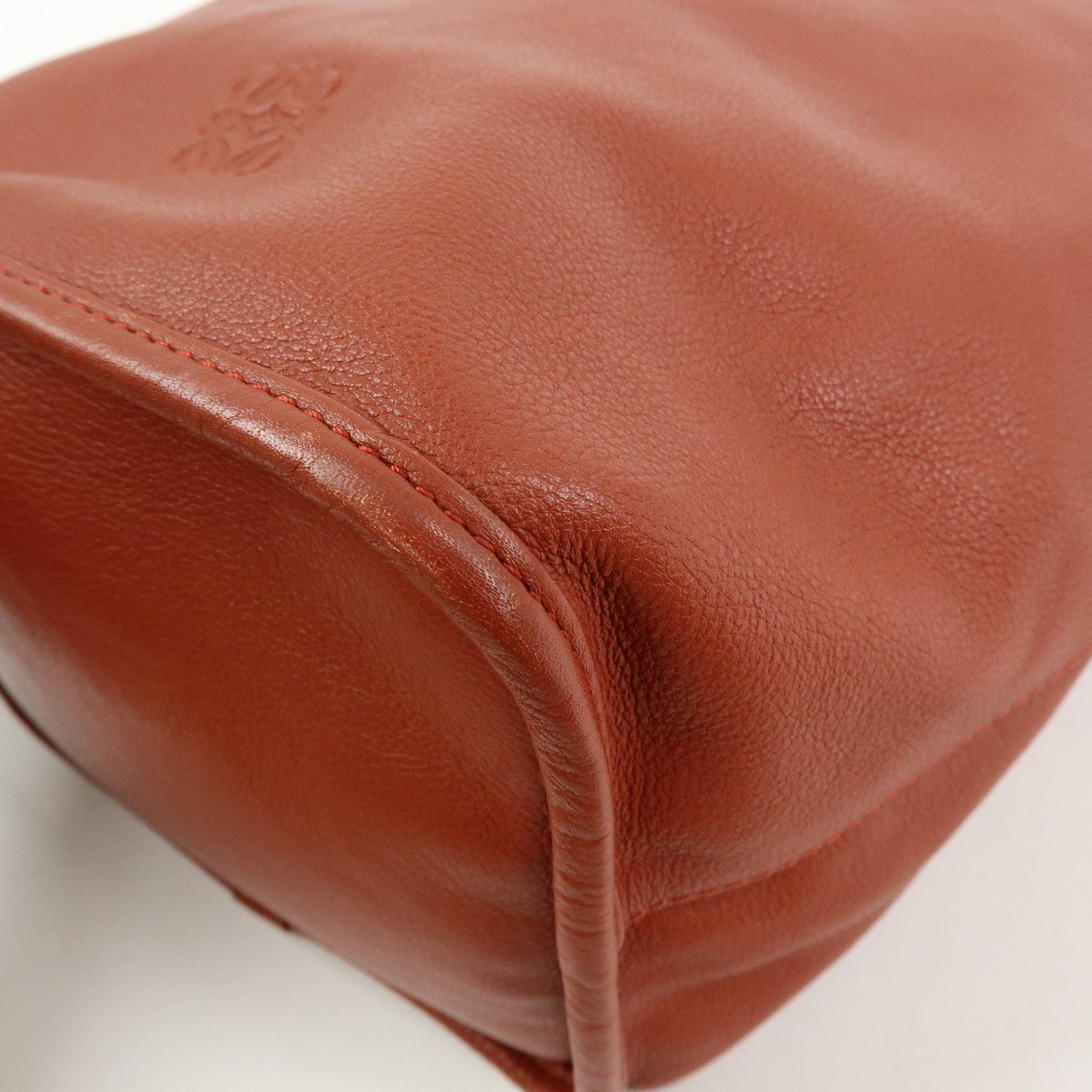 LOEWE Anagram Calf Leather Shoulder Bag Red Brown