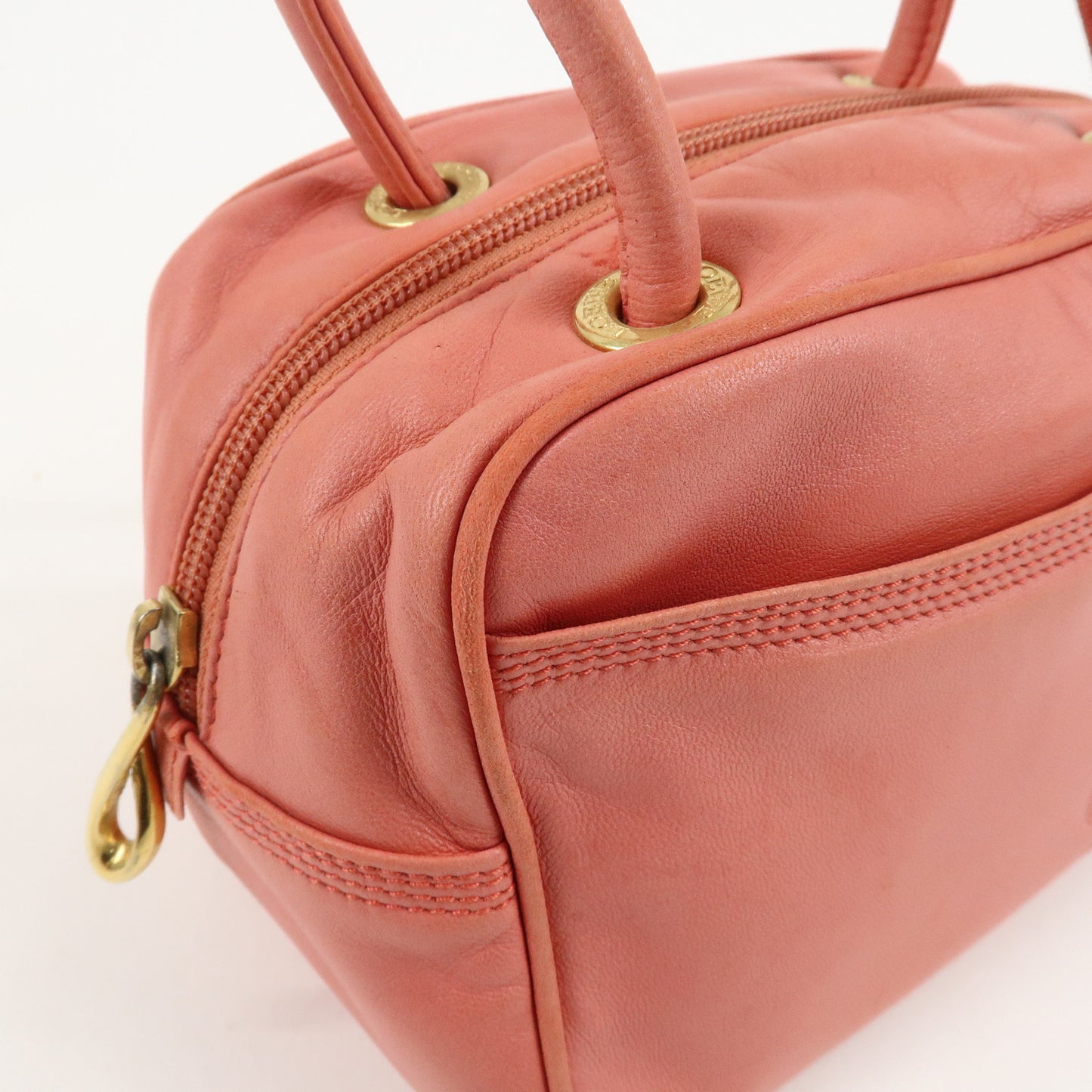 LOEWE Anagram Leather Mini Hand Bag Small Bag Pink Gold Hardware