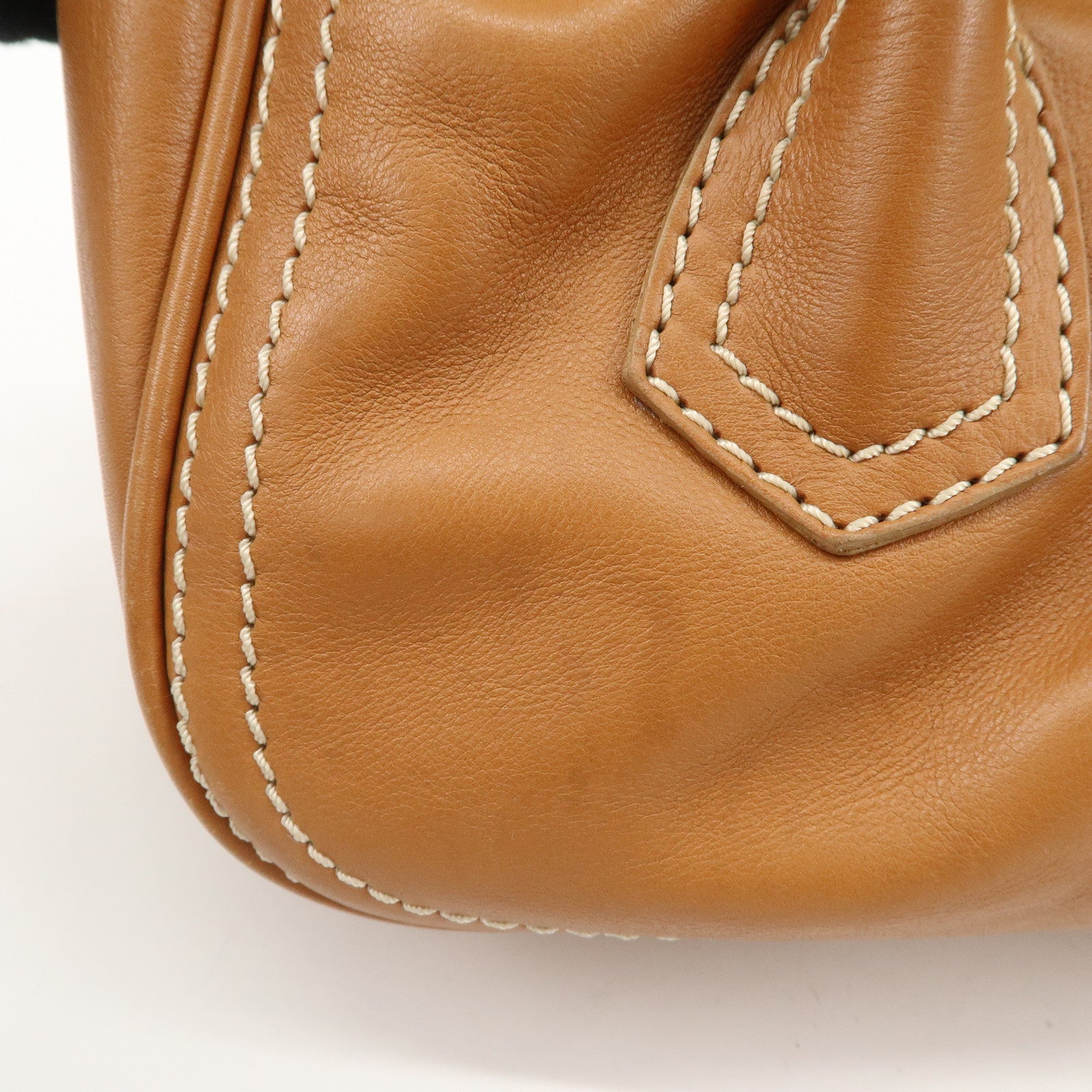 CELINE Leather Large Chouquette Shoulder Bag Light Brown Used