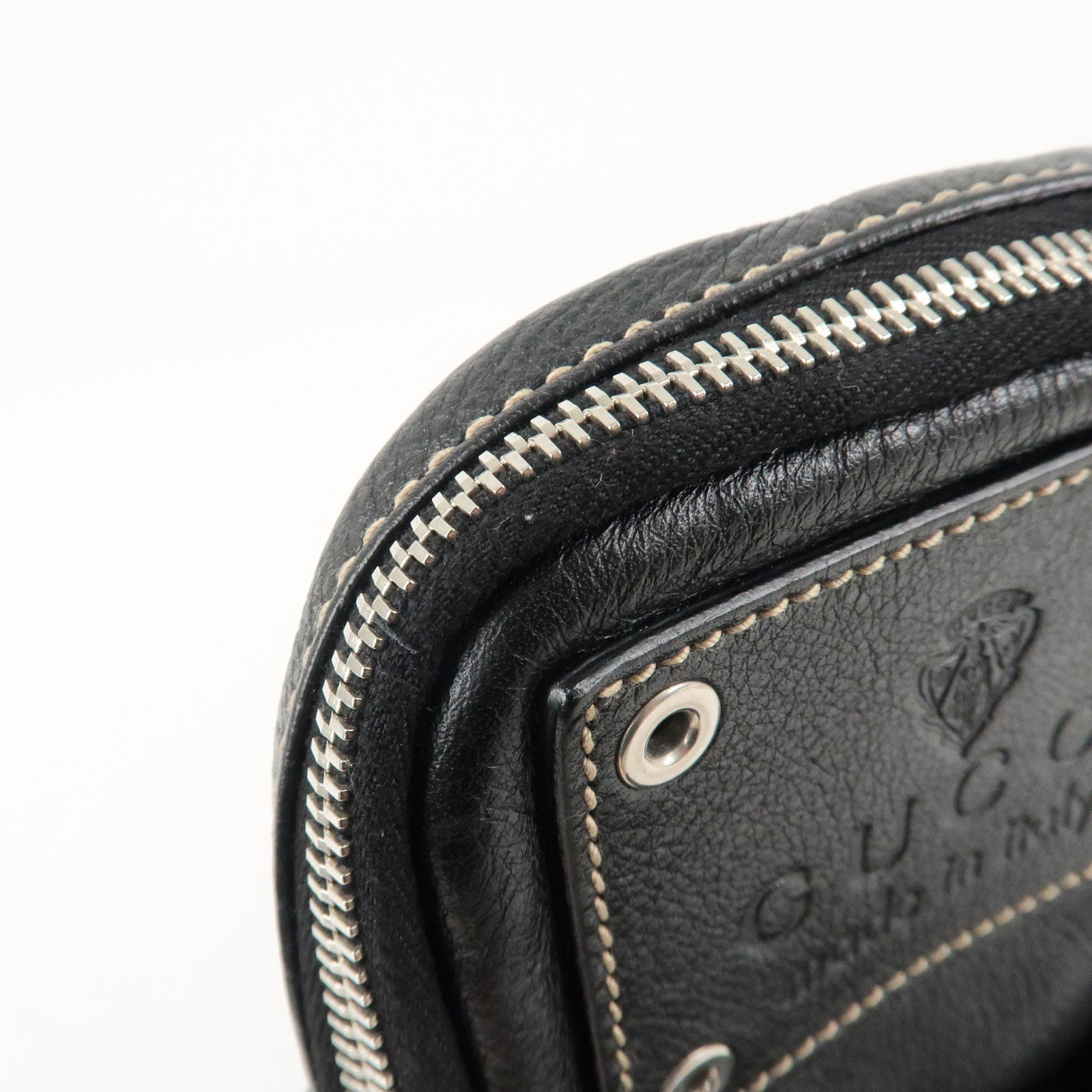 GUCCI Leather Nylon Waist Bag Cross Body Bag Black 201846 Used