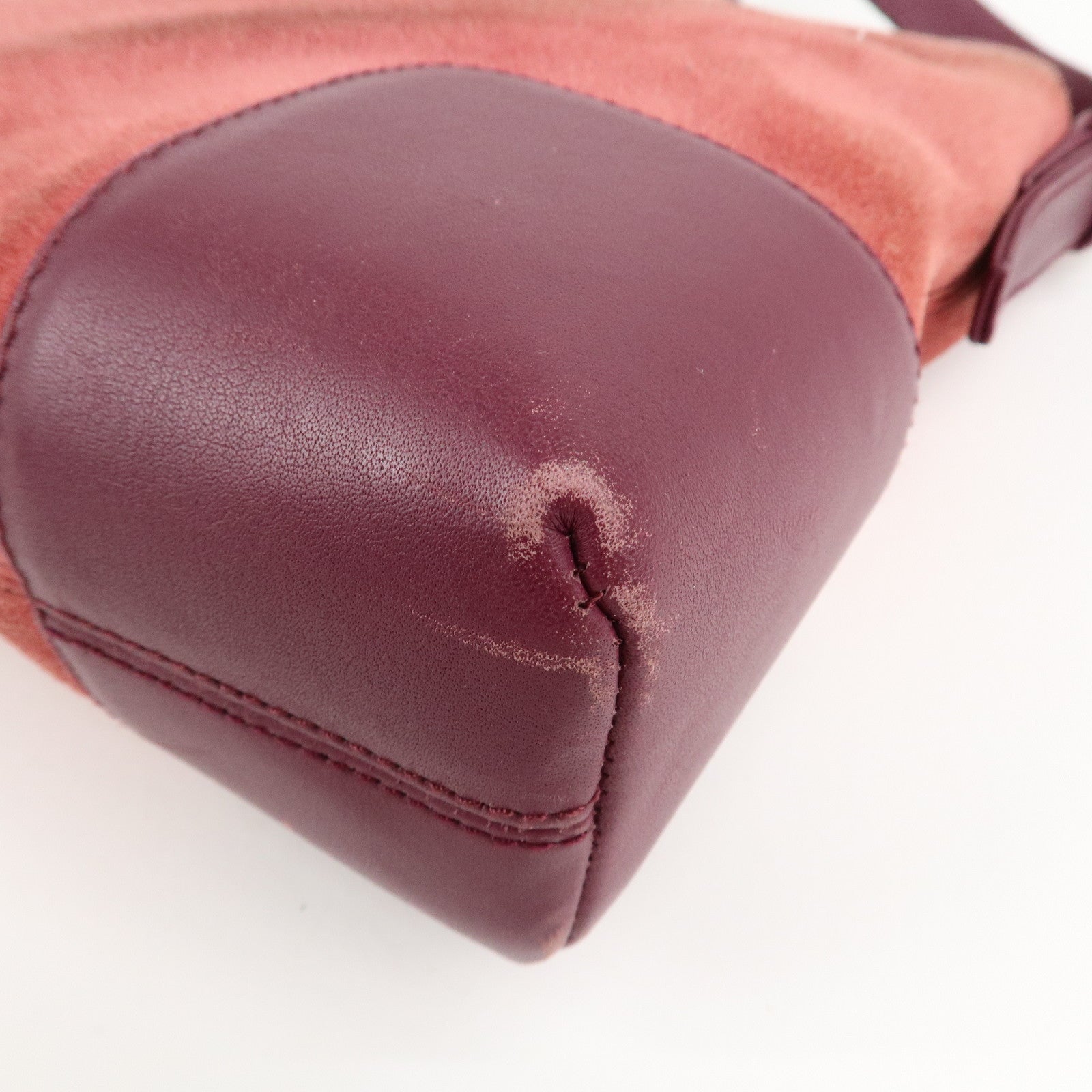 LOEWE Anagram Suede Leather Shoulder Bag Red Purple