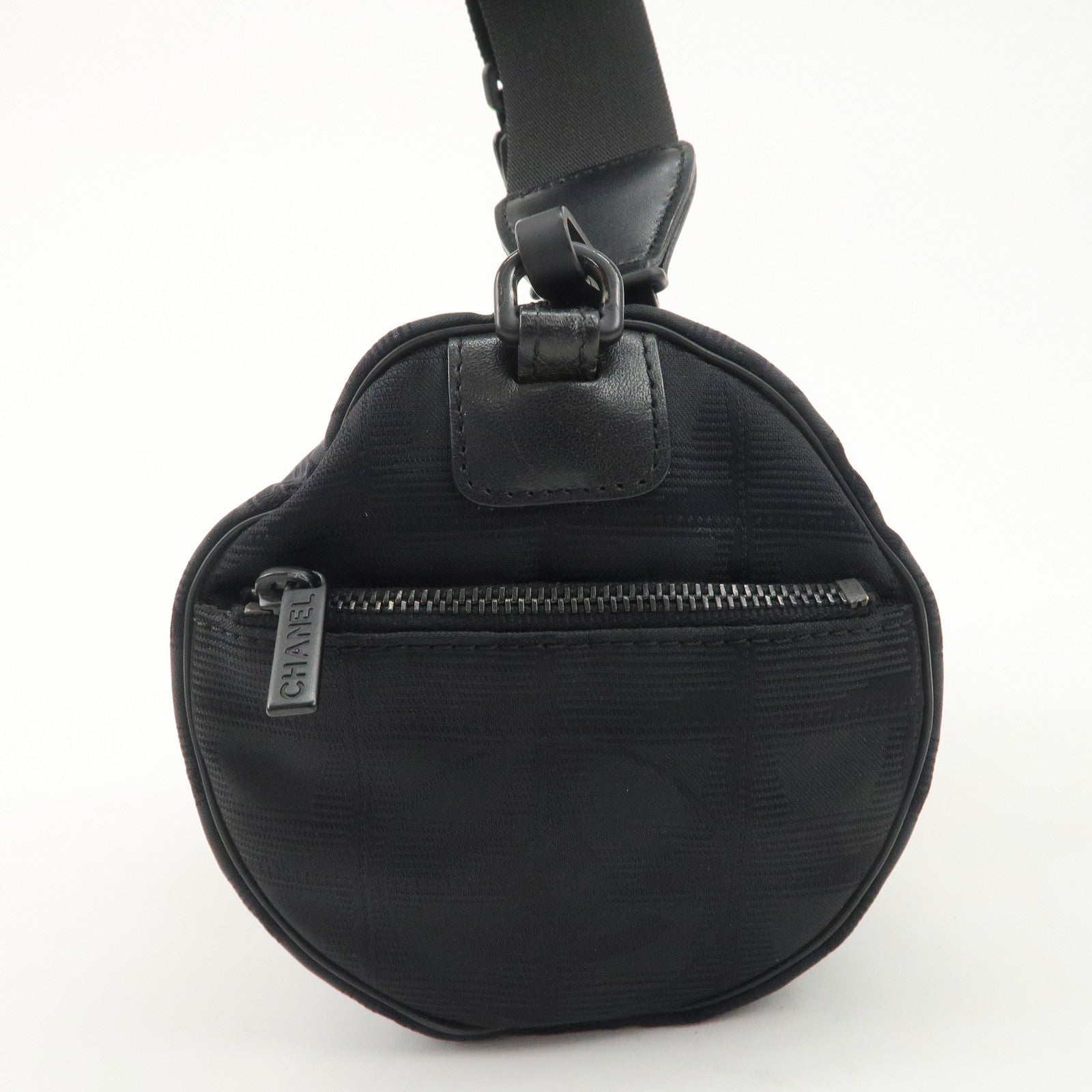 CHANEL New Travel Line Nylon Jacquard Leather Shoulder Bag A17669 Used