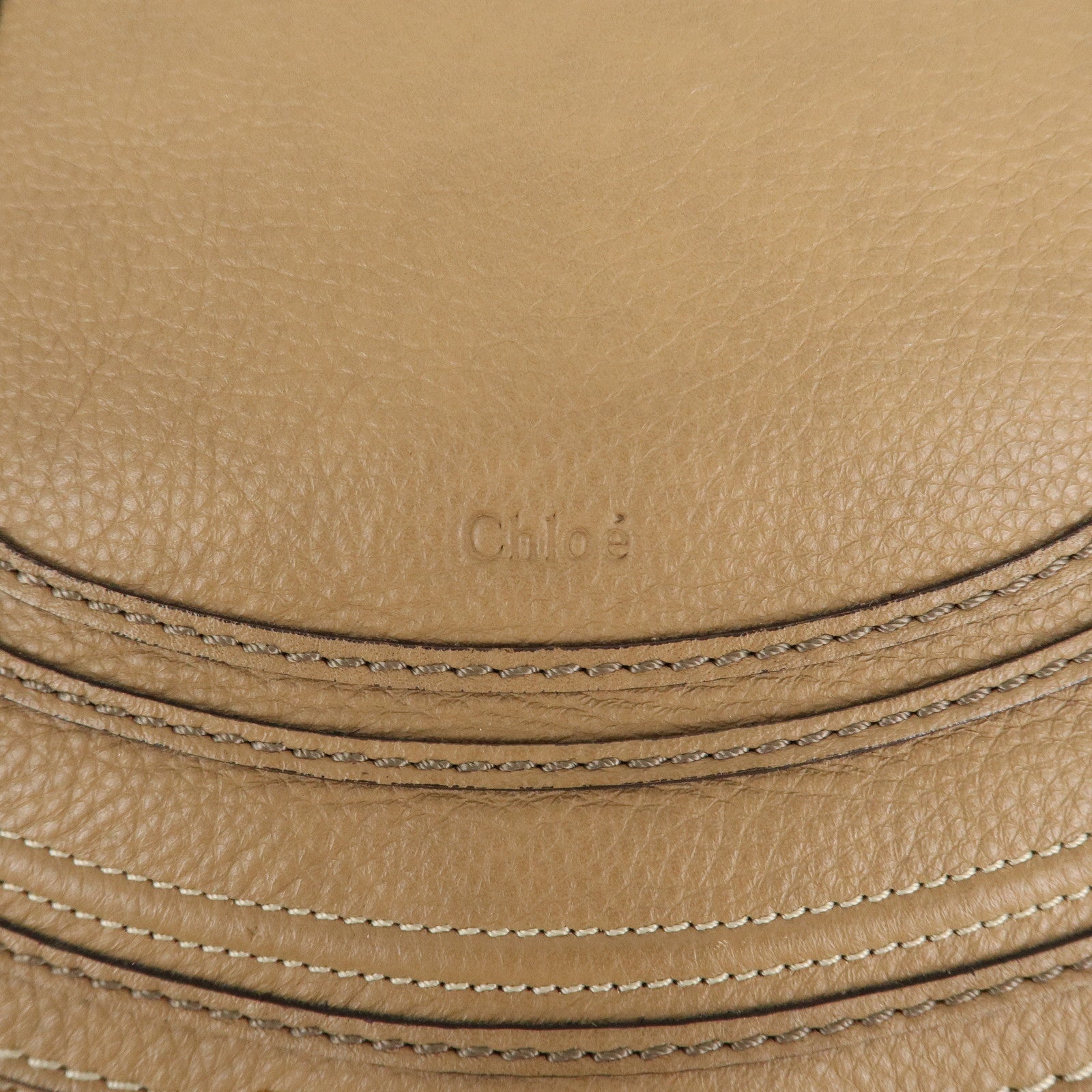 Chloe Marcie Leather Shoulder Bag Hand Bag Beige Used