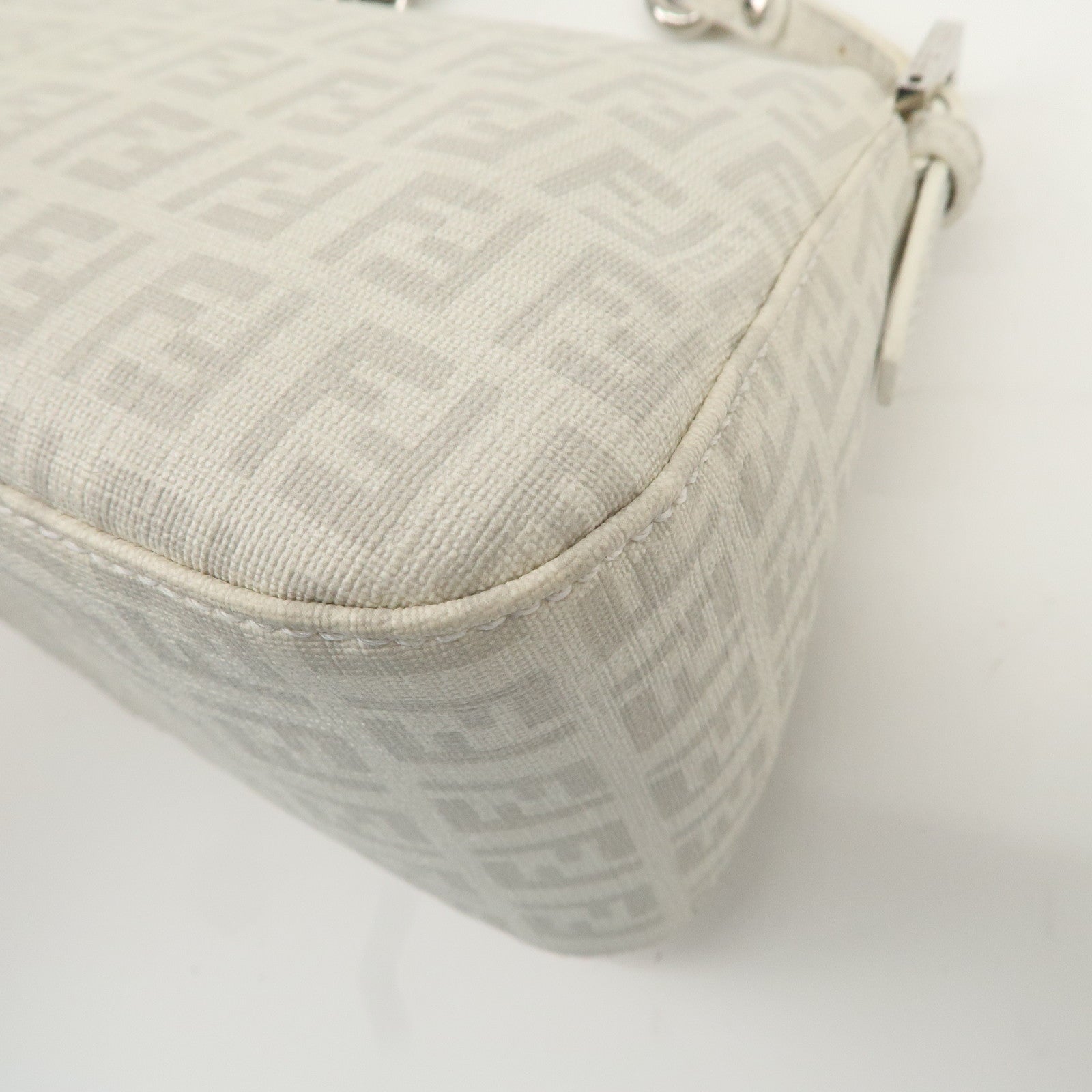 FENDI Mini Mamma Baguette Zucchino Canvas Leather Shoulder Bag