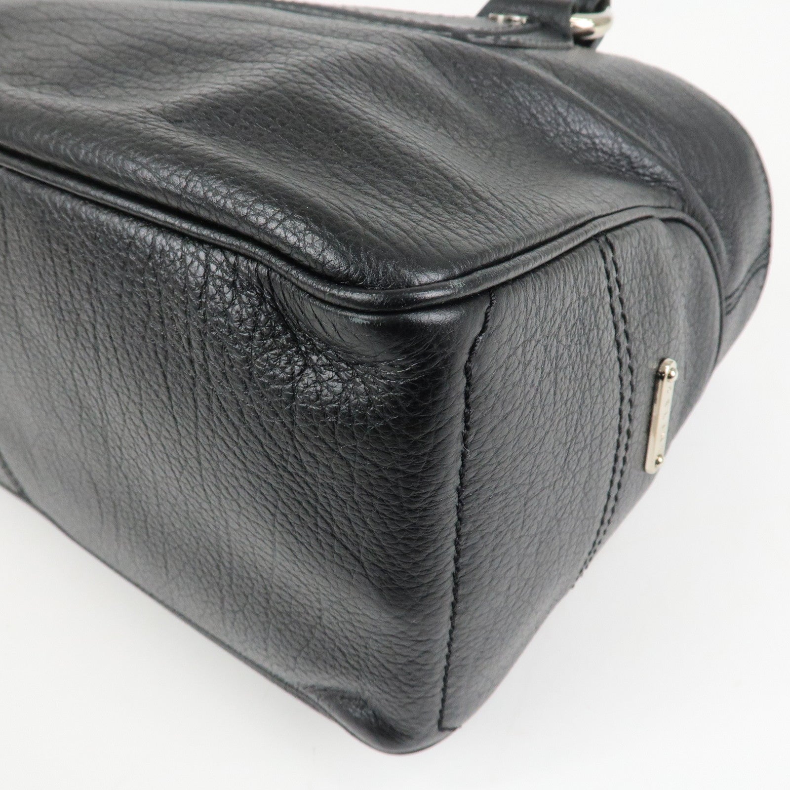 CELINE Macadam Engraved Leather Boogie Bag Hand Bag Black Used