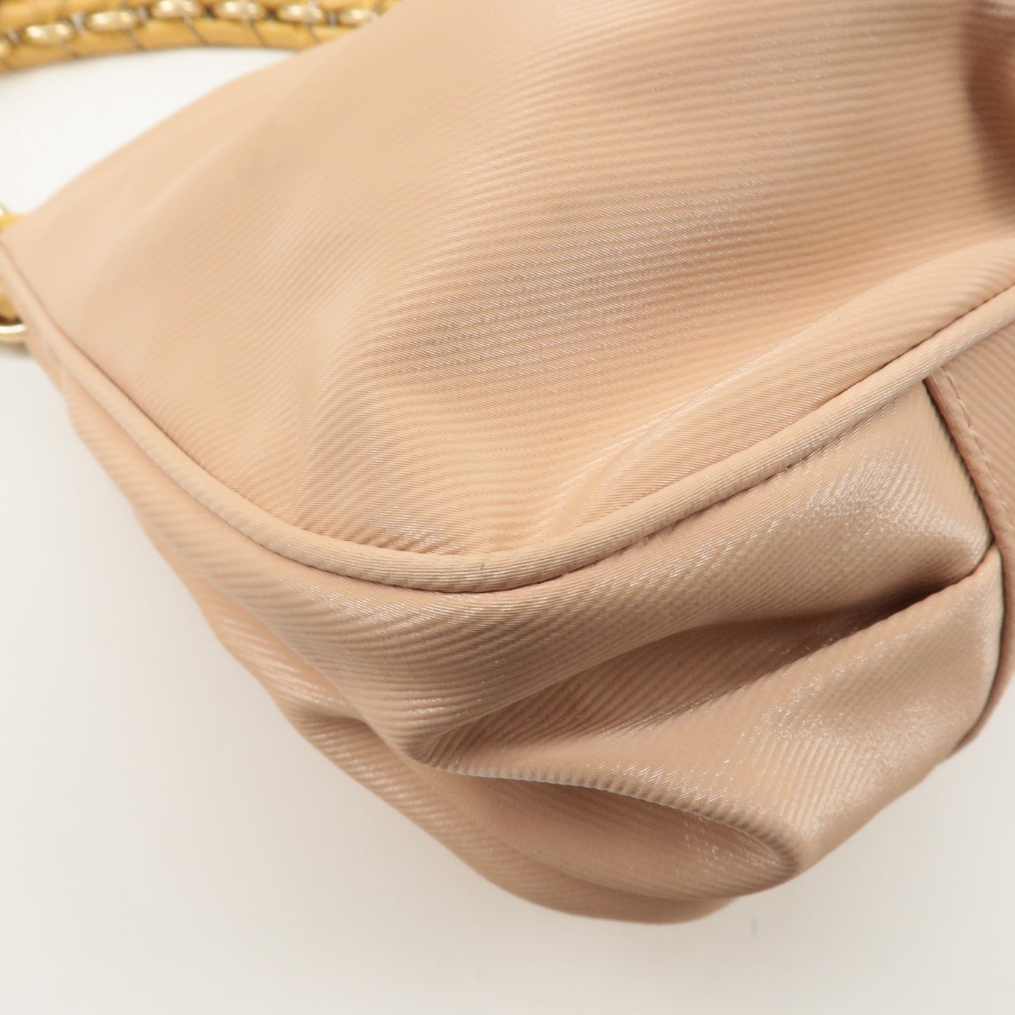 FENDI Nylon Enamel Hand Bag Pink Beige 8BR615