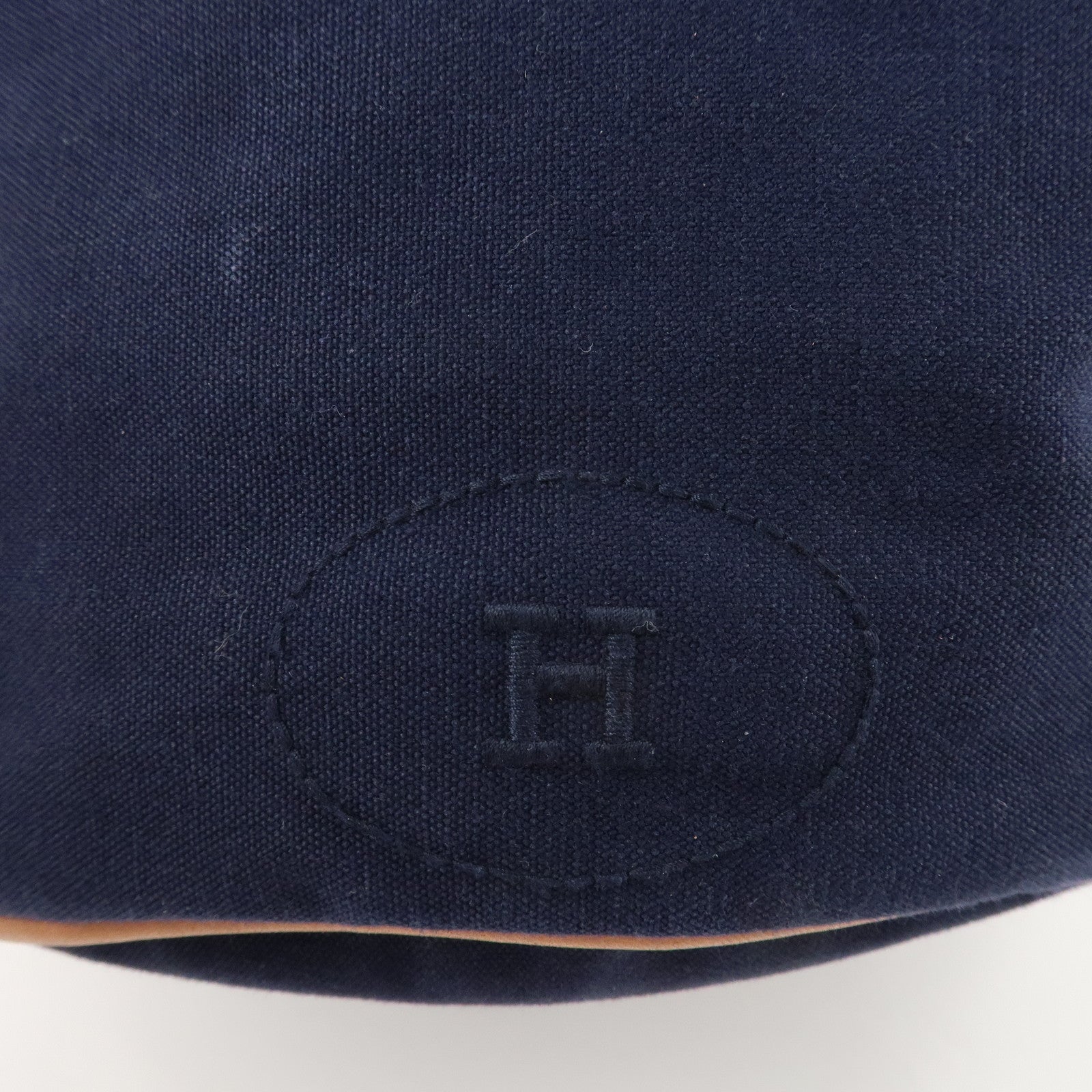 HERMES Canvas Leather Porochon Mimil GM Shoulder Bag Navy Used