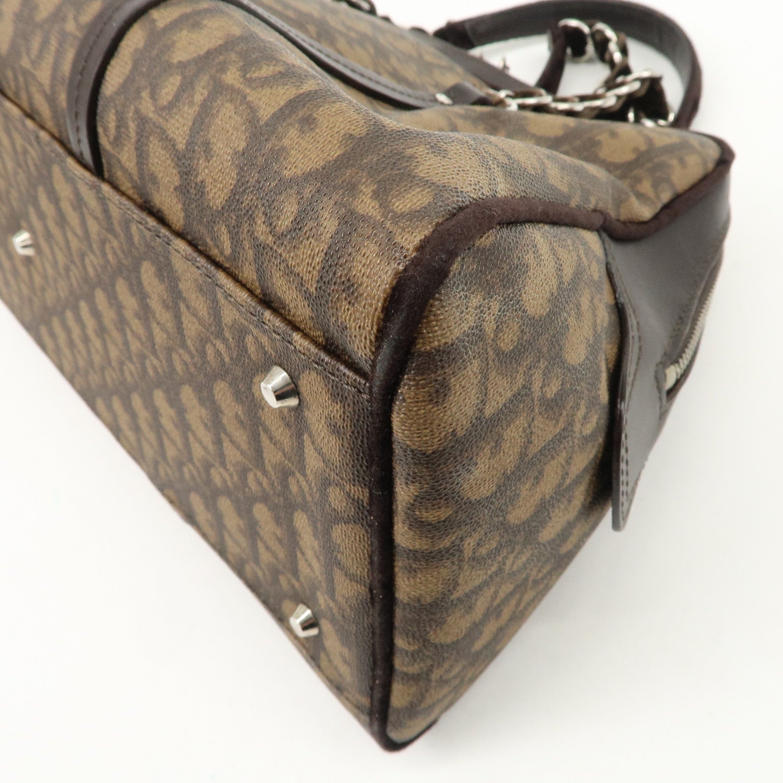 Christian Dior Romantic Trotter PVC Velor Chain Shoulder Bag Used