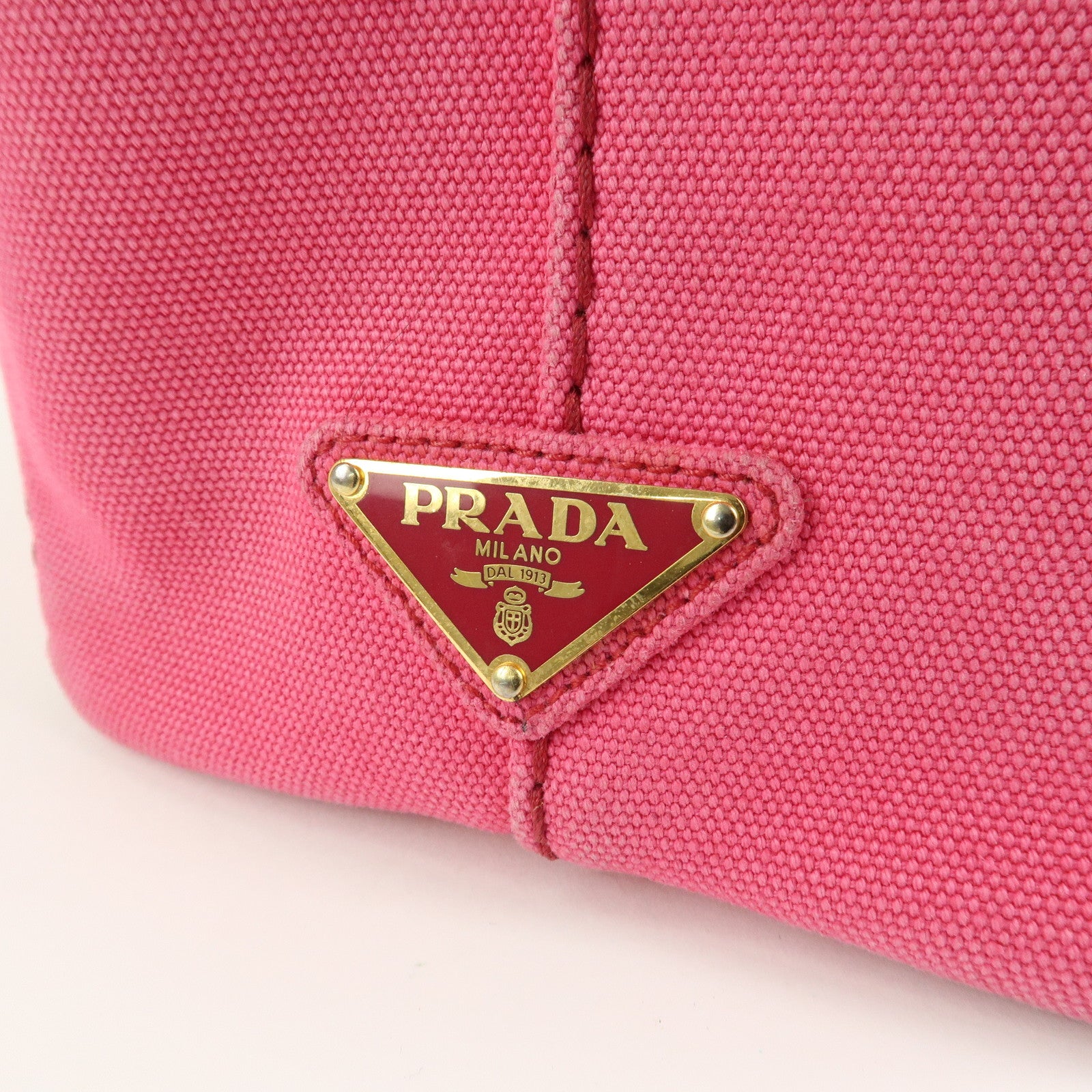 PRADA Logo Canapa Mini Canvas Tote Bag Hand Bag Pink BN2439