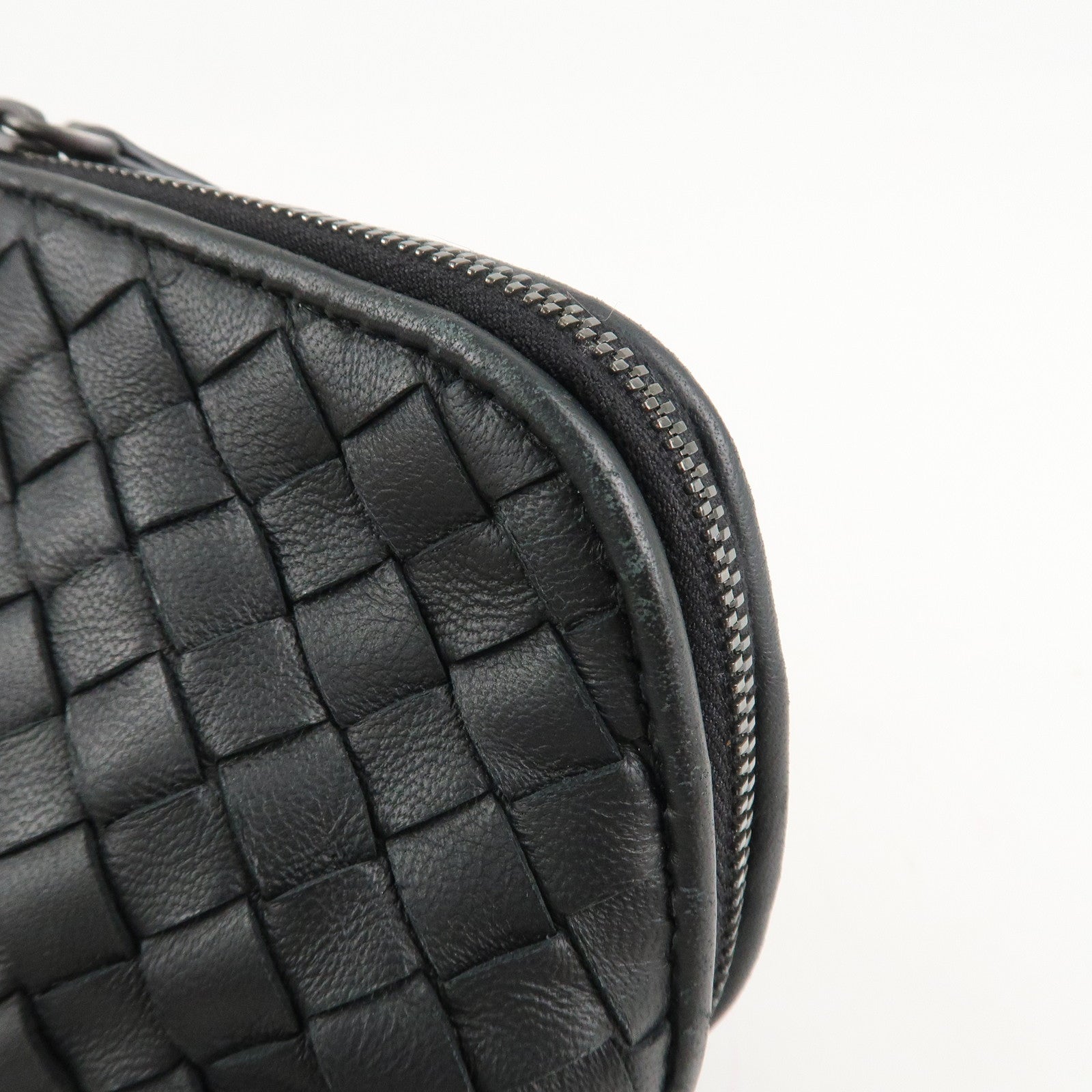 BOTTEGA VENETA Intrecciato Leather Pouch Cosmetic Pouch Black