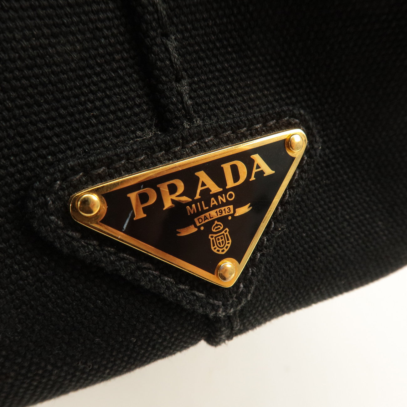 PRADA Canapa Mini Canvas Tote Bag Hand Bag Black 1BG439