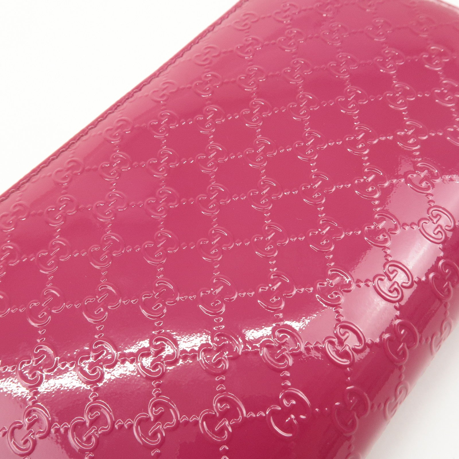 GUCCI Nice Micro GG Patent Leather Round Zipper Long Wallet 309758