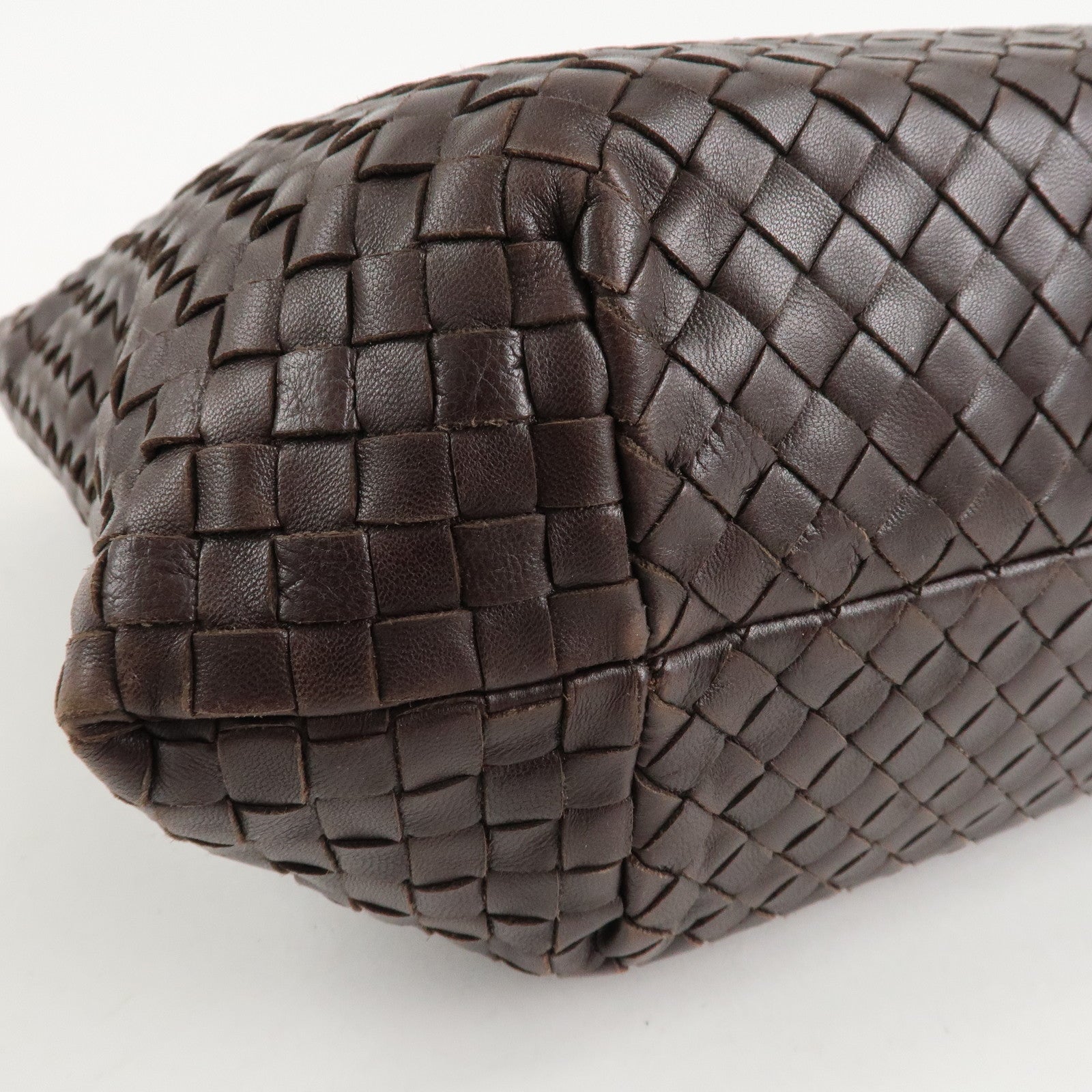 BOTTEGA VENETA Intrecciato Leather Tote Bag Dark Brown 162197 Used