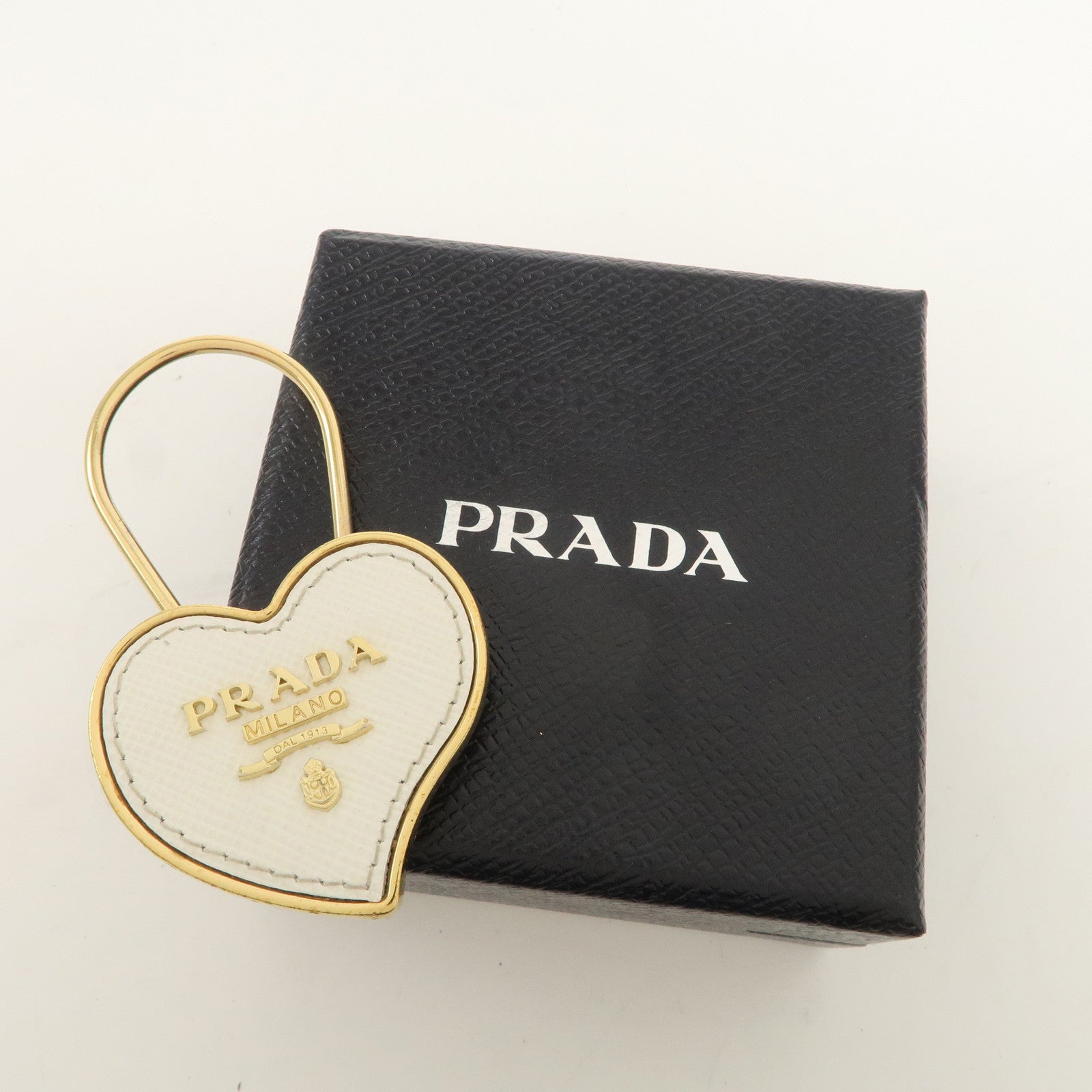 PRADA Set of 2 Metal Leather Key Chain Key Charm 1PP047 2AR237 Used