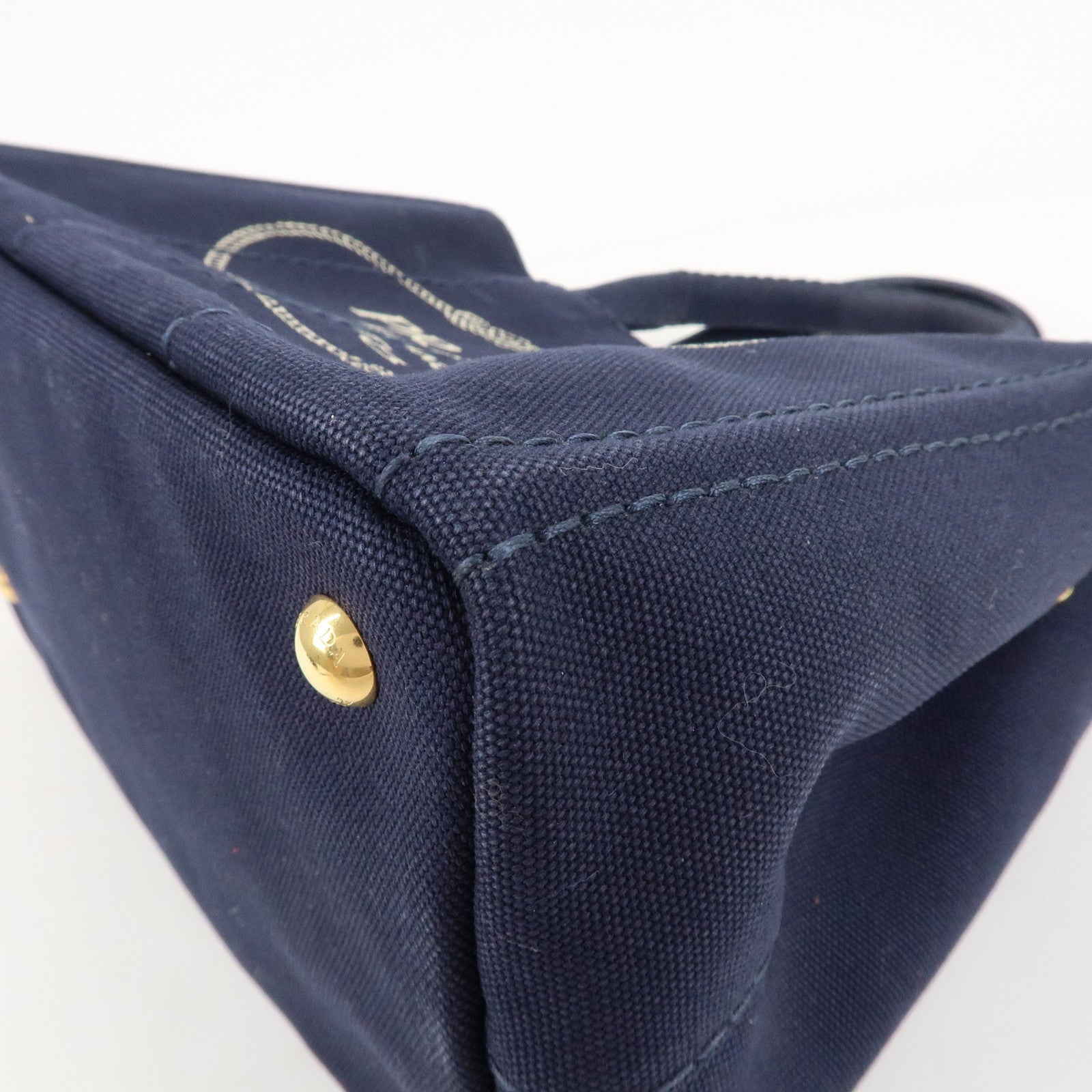 PRADA Canapa Mini Canvas Tote Bag Hand Bag Navy 1BG439