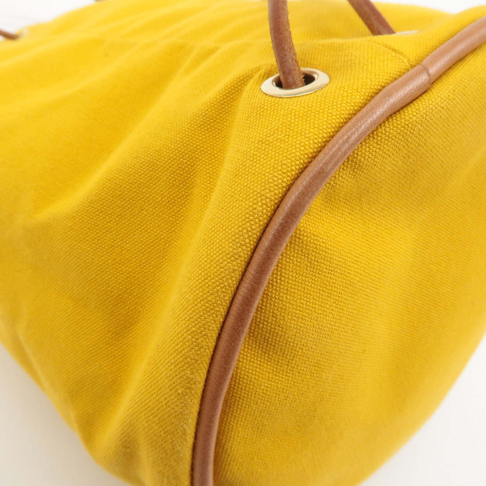 HERMES Canvas Leather Porochon Mimil PM Shoulder Bag Yellow