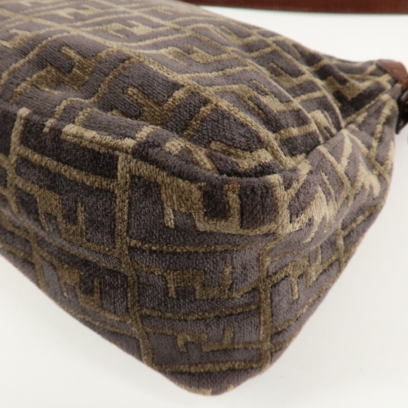 FENDI Mamma Baguette Zucca Pile Leather Shoulder Bag 8BR001 Used