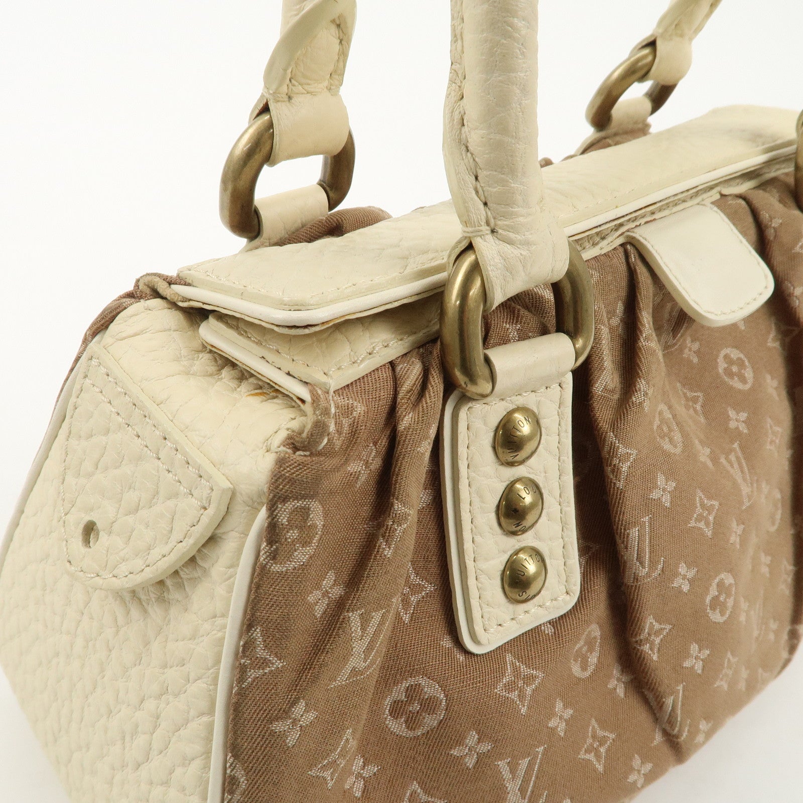 Louis Vuitton Monogram Mini Lin Trapeze PM Hand Bag Caramel M40059 Used