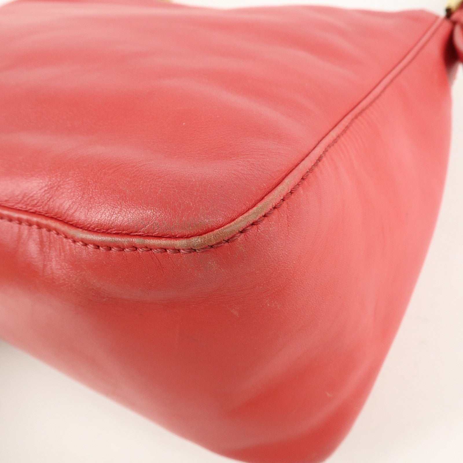 FENDI Big Mamma Baguette Leather Chain Shoulder Bag Pink 8BR638 Used