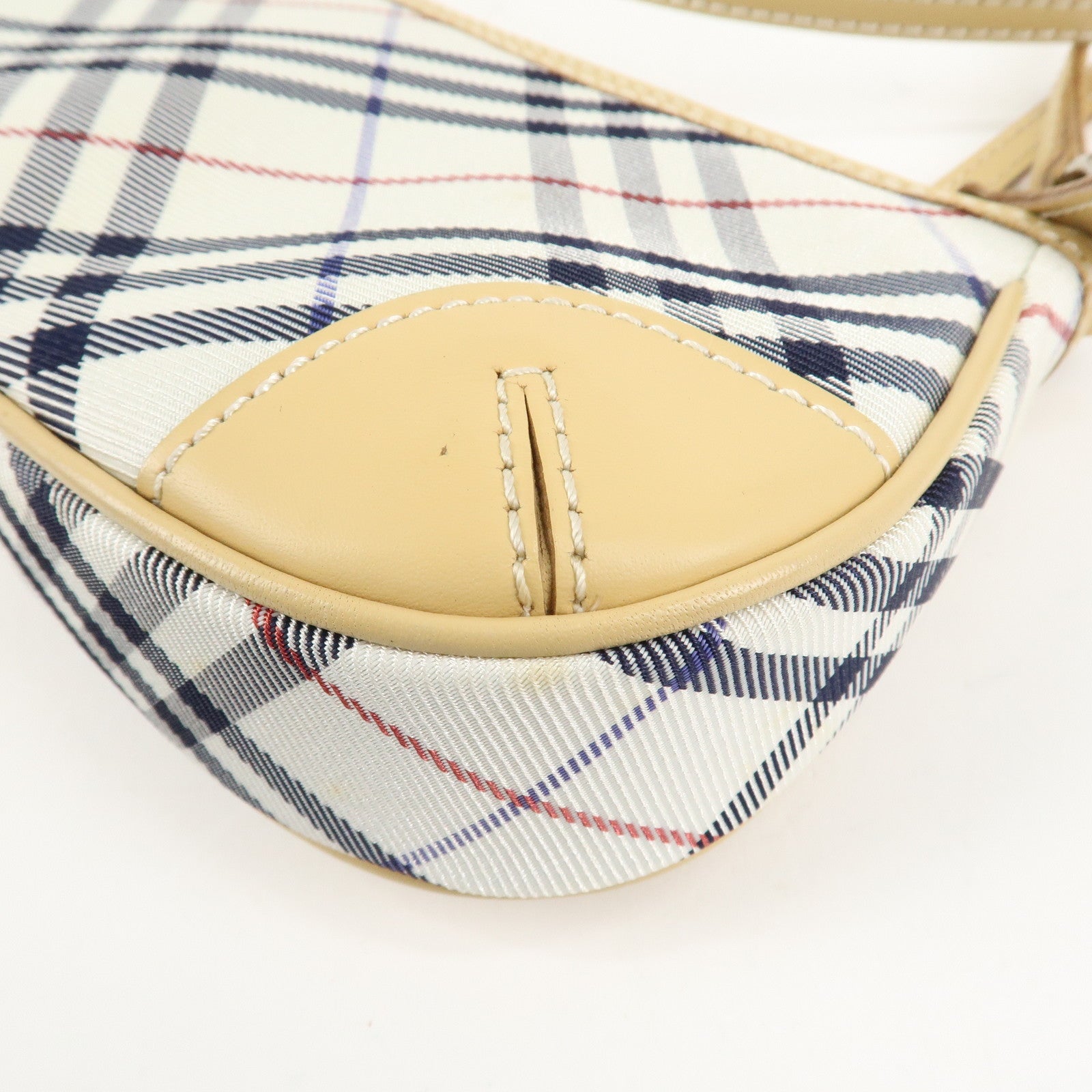 BURBERRY London Canvas Leather Nova Plaid Shoulder Bag Beige Ivory Used
