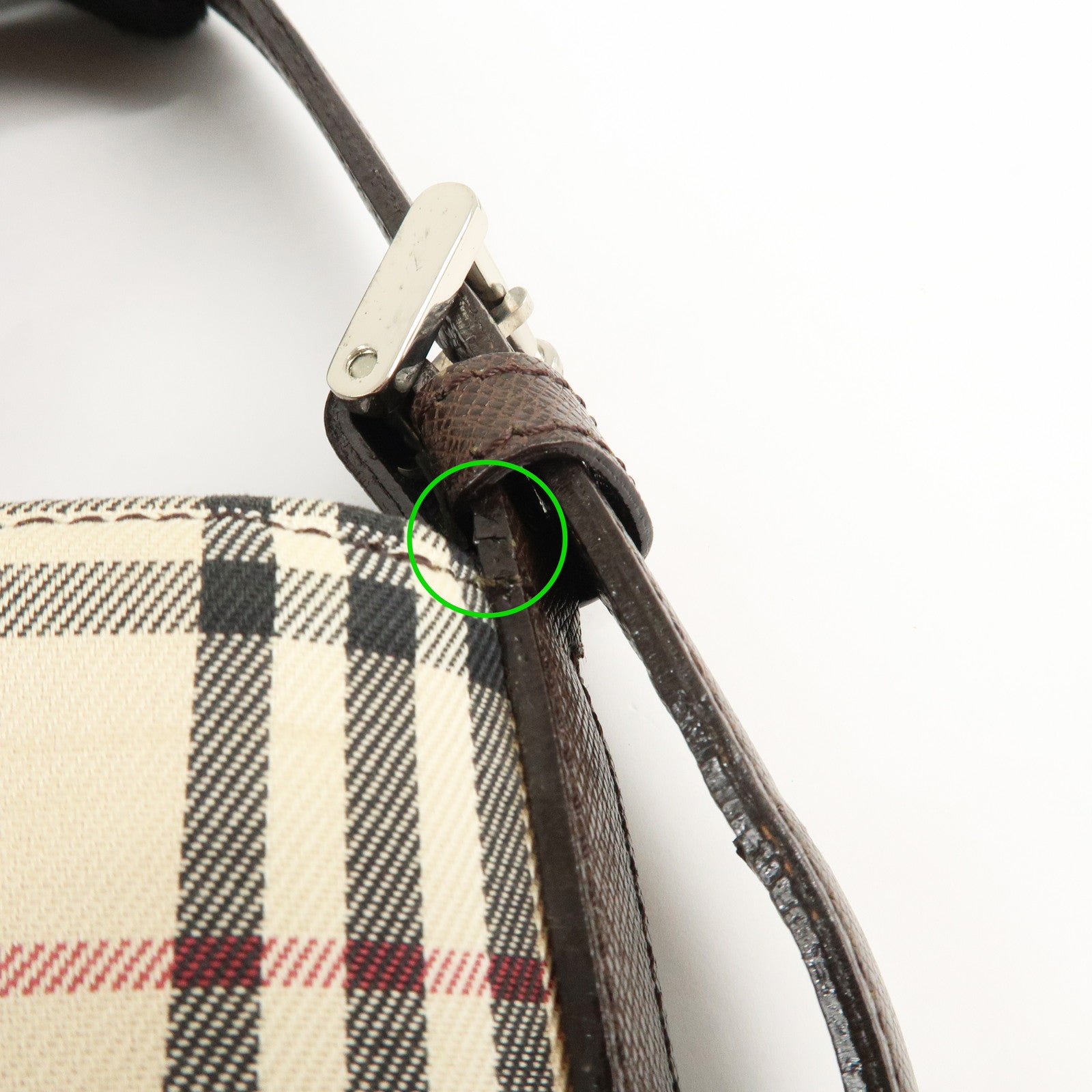 BURBERRY Canvas Leather Nova Plaid Semi Shoulder Bag Used