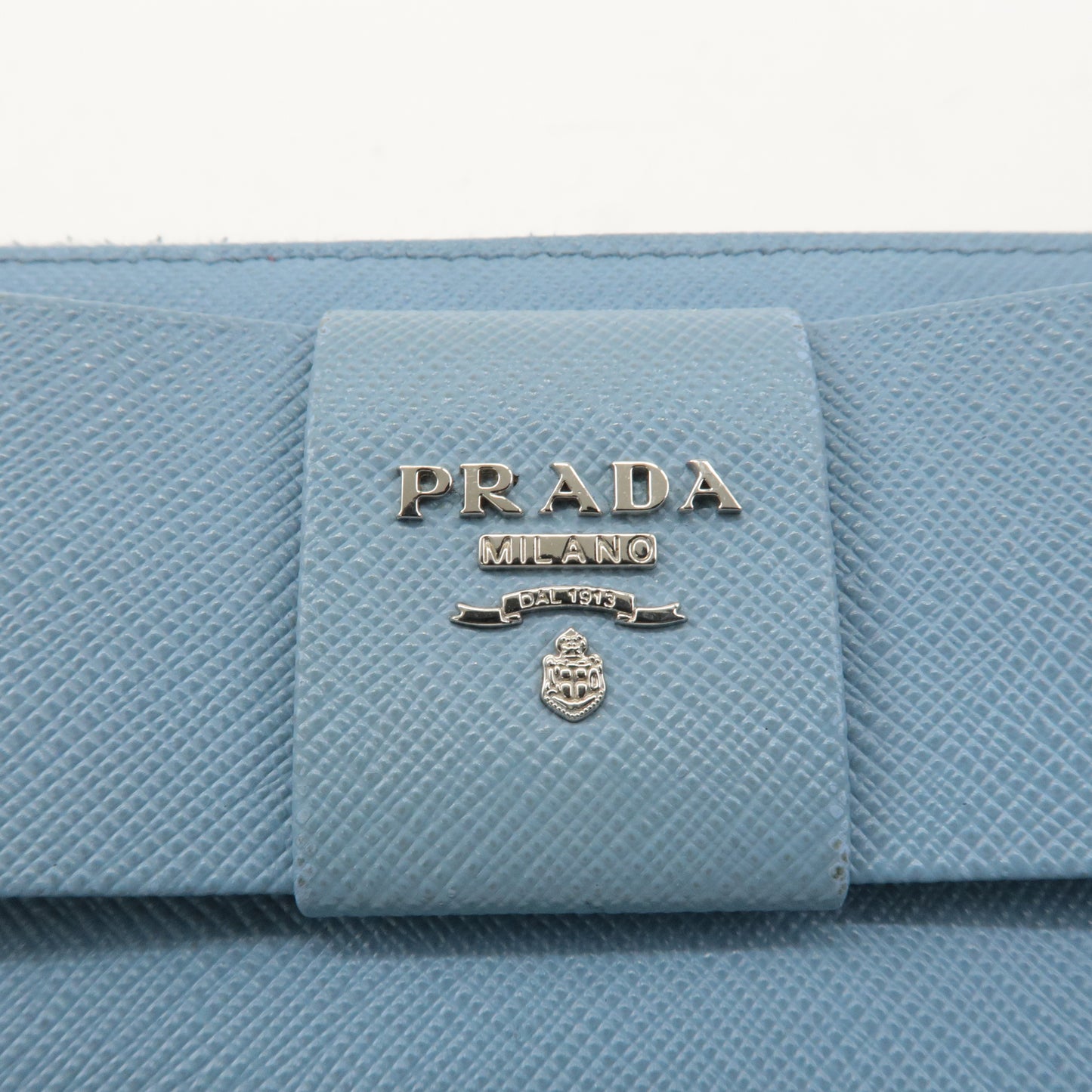 PRADA Saffiano Leather Ribbon Round Zipper Long Wallet 1M506