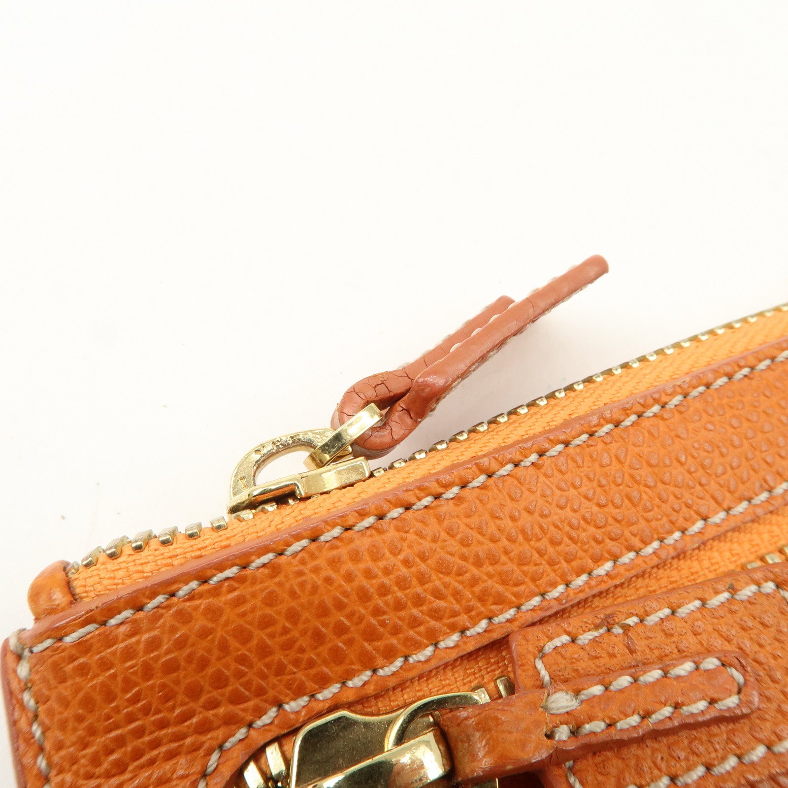 LOEWE Leather Clutch Bag Second Bag Accessory Pouch Orange Used