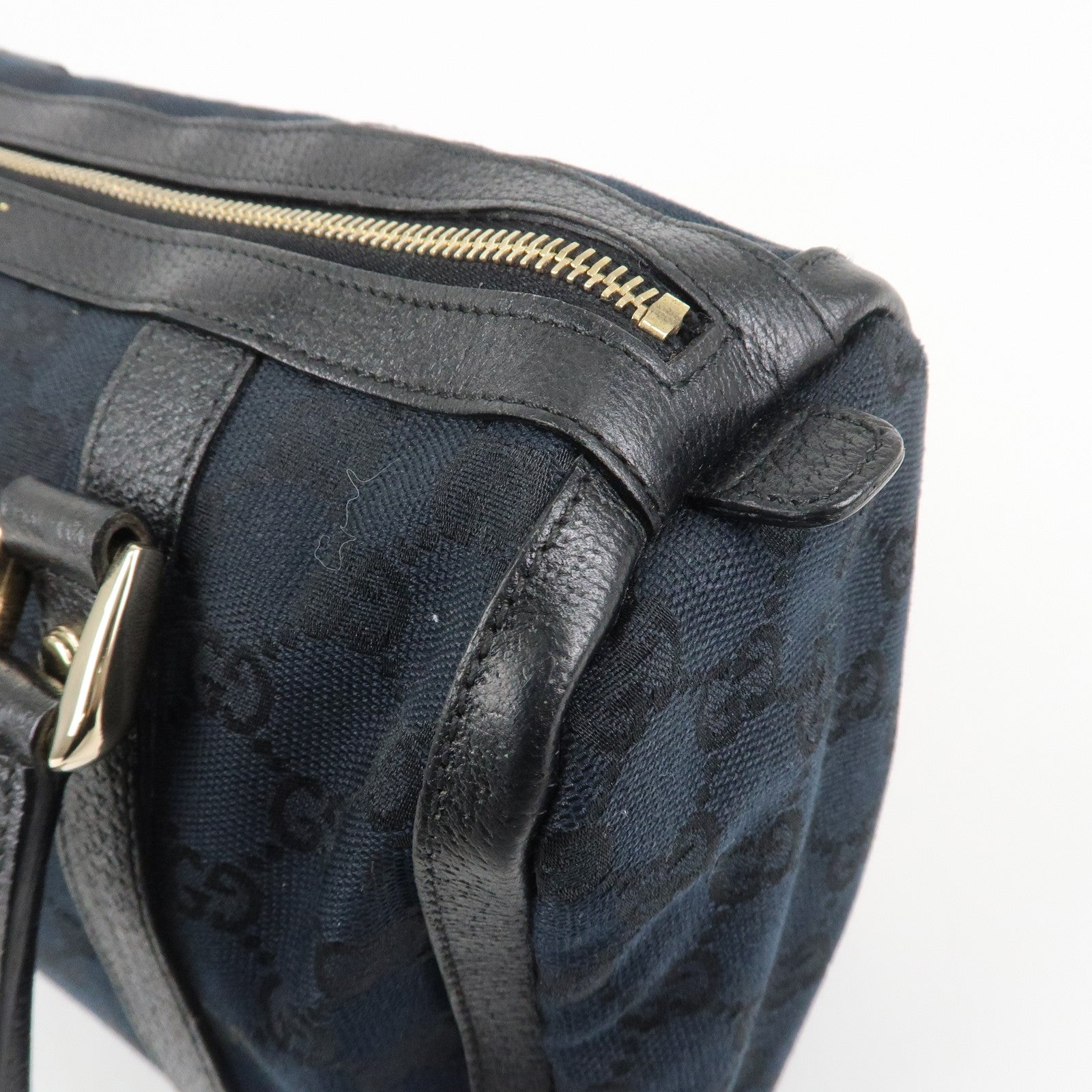 GUCCI Abbey GG Canvas Leather Mini Boston Bag Black 130942 Used