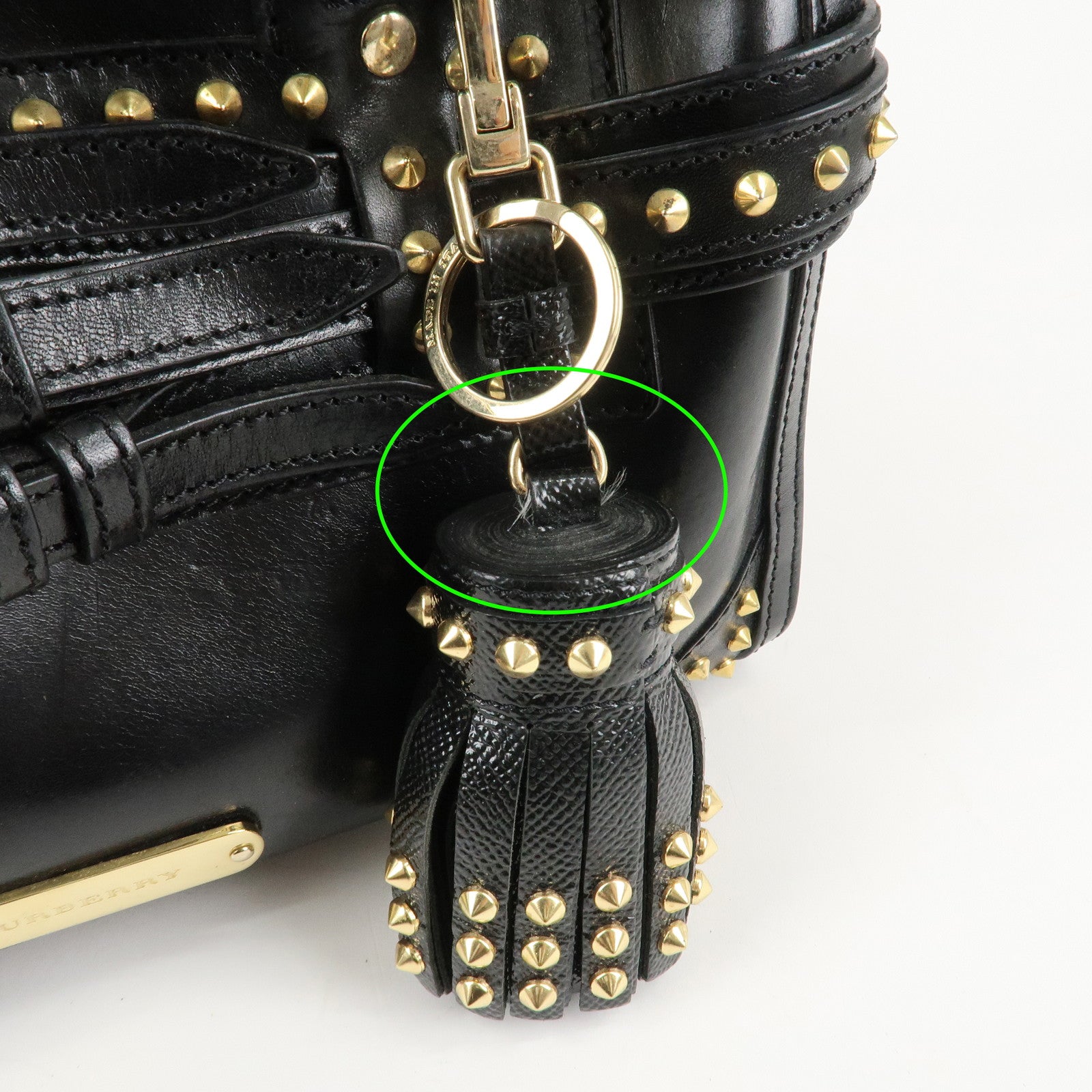 BURBERRY Leather 2Way Shoulder Bag Crossbody Bag Studs Black Used