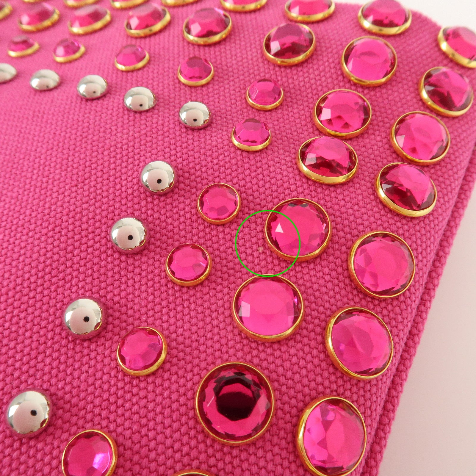 PRADA Canvas Bijoux Studded Clutch Bag Pink BP521O