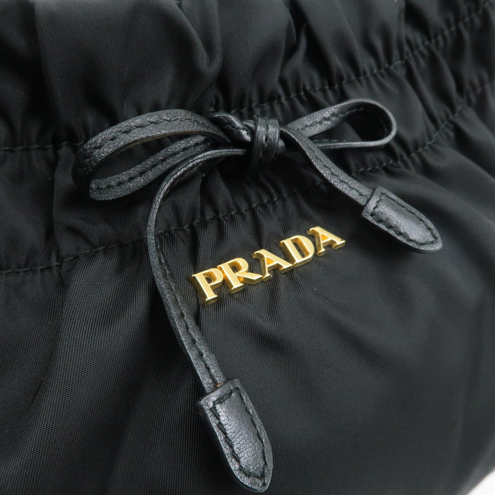 PRADA Nylon Leather Shoulder Bag Black