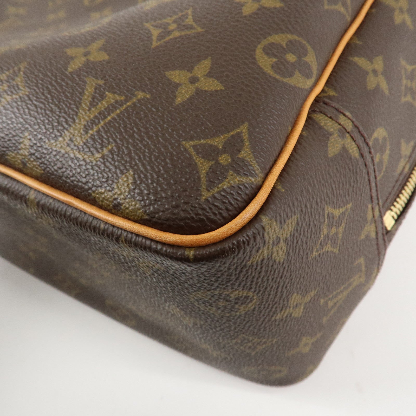 Louis Vuitton Monogram Deauville Hand Bag Brown M47270 Used