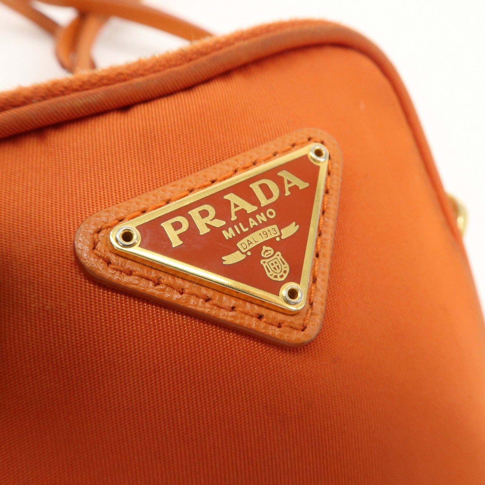 PRADA Nylon Leather Shoulder Bag Crossbody Bag Orange Used