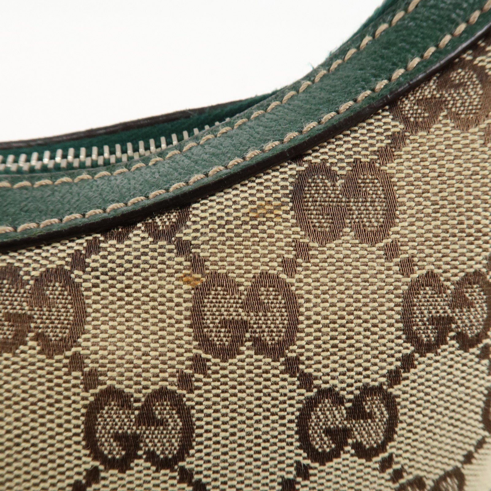 GUCCI Sherry GG Canvas Leather Shoulder Bag Beige Green 145811