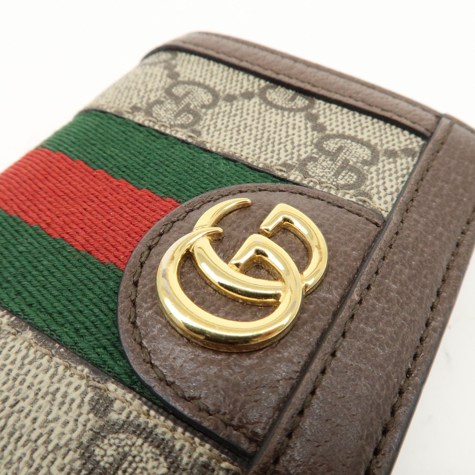 GUCCI Ophidia Sherry GG Supreme Leather Compact Wallet 523155