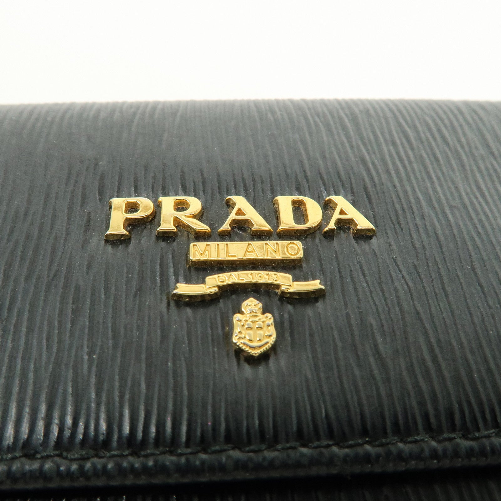 PRADA Leather 6 Key Hook Key Case Key Holder Black Gold HDW