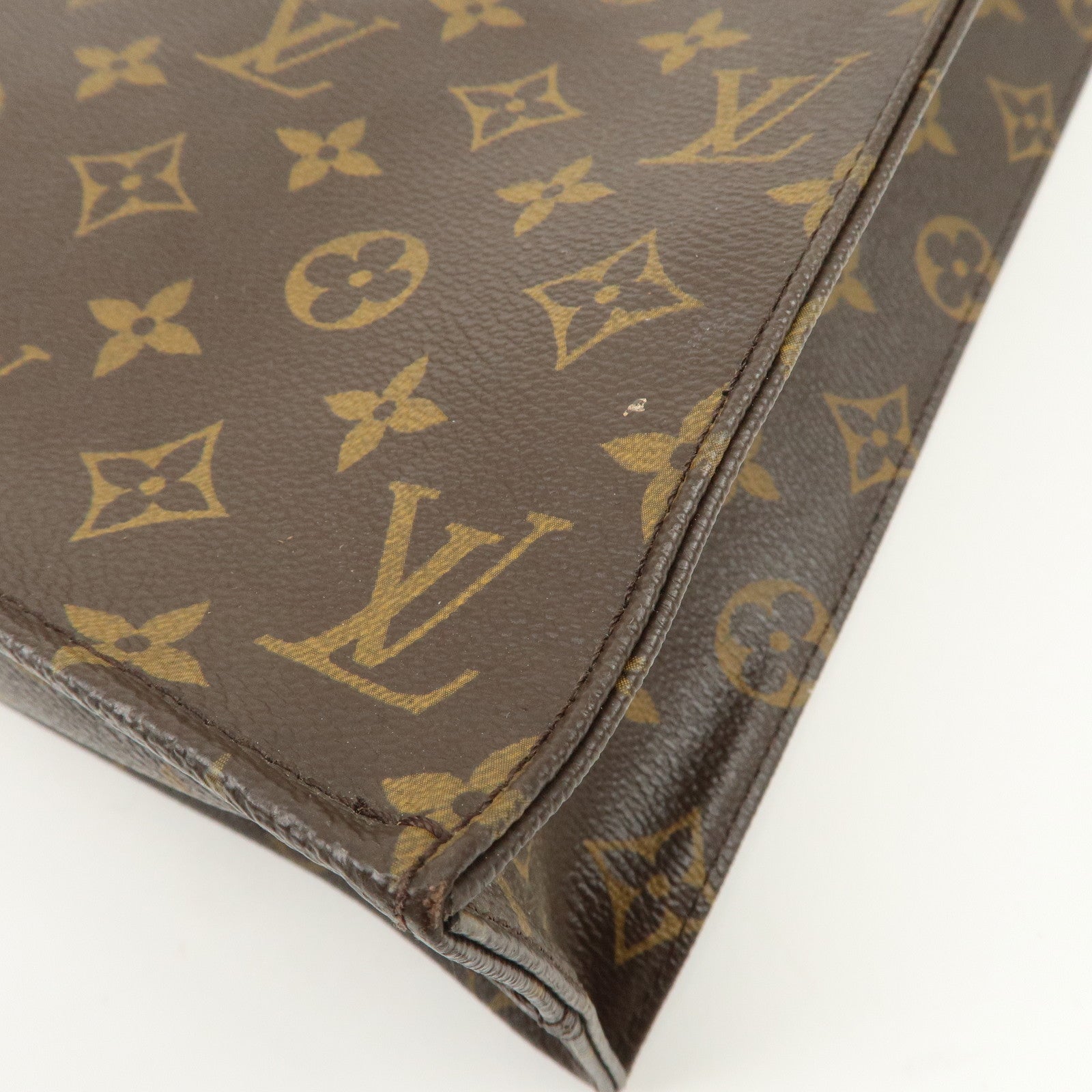 Louis Vuitton Monogram Sac Plat Tote Bag Hand Bag Brown M51140