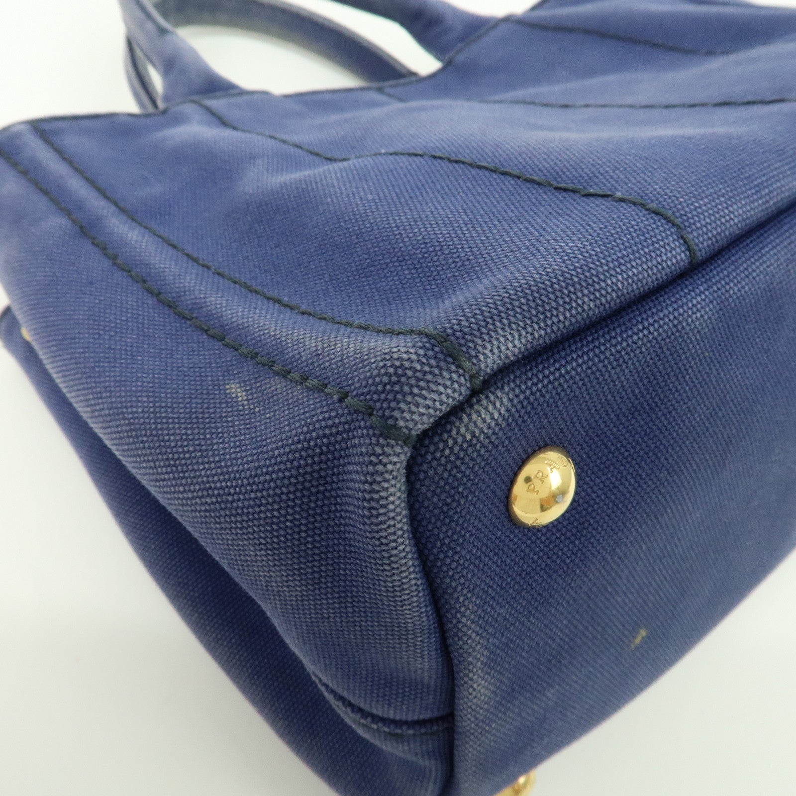 PRADA Canapa Mini Canvas 2Way Bag Hand Shoulder Bag Navy 1BG439