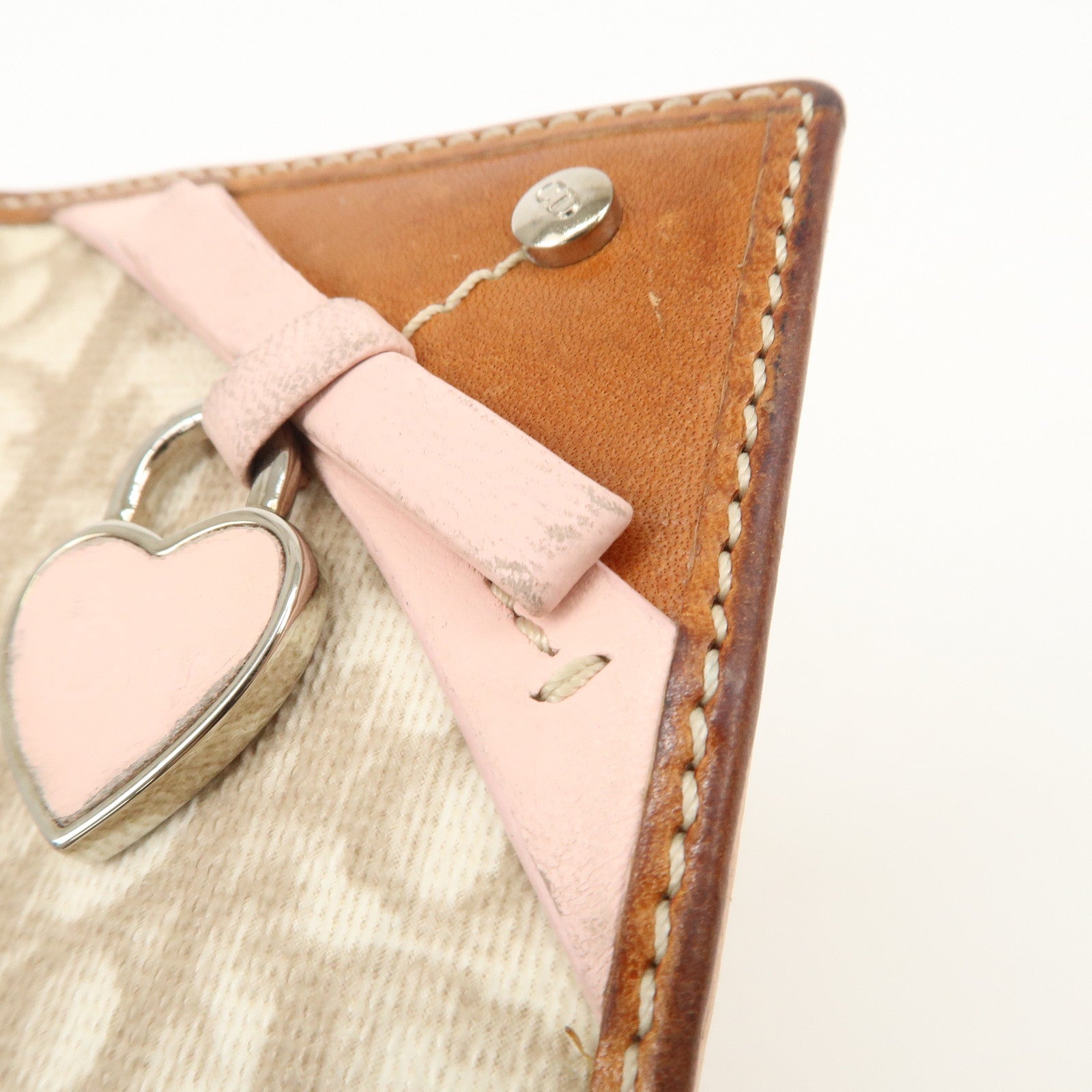 Christian Dior Trotter PVC Leather Agenda Cover Heart Charm Beige