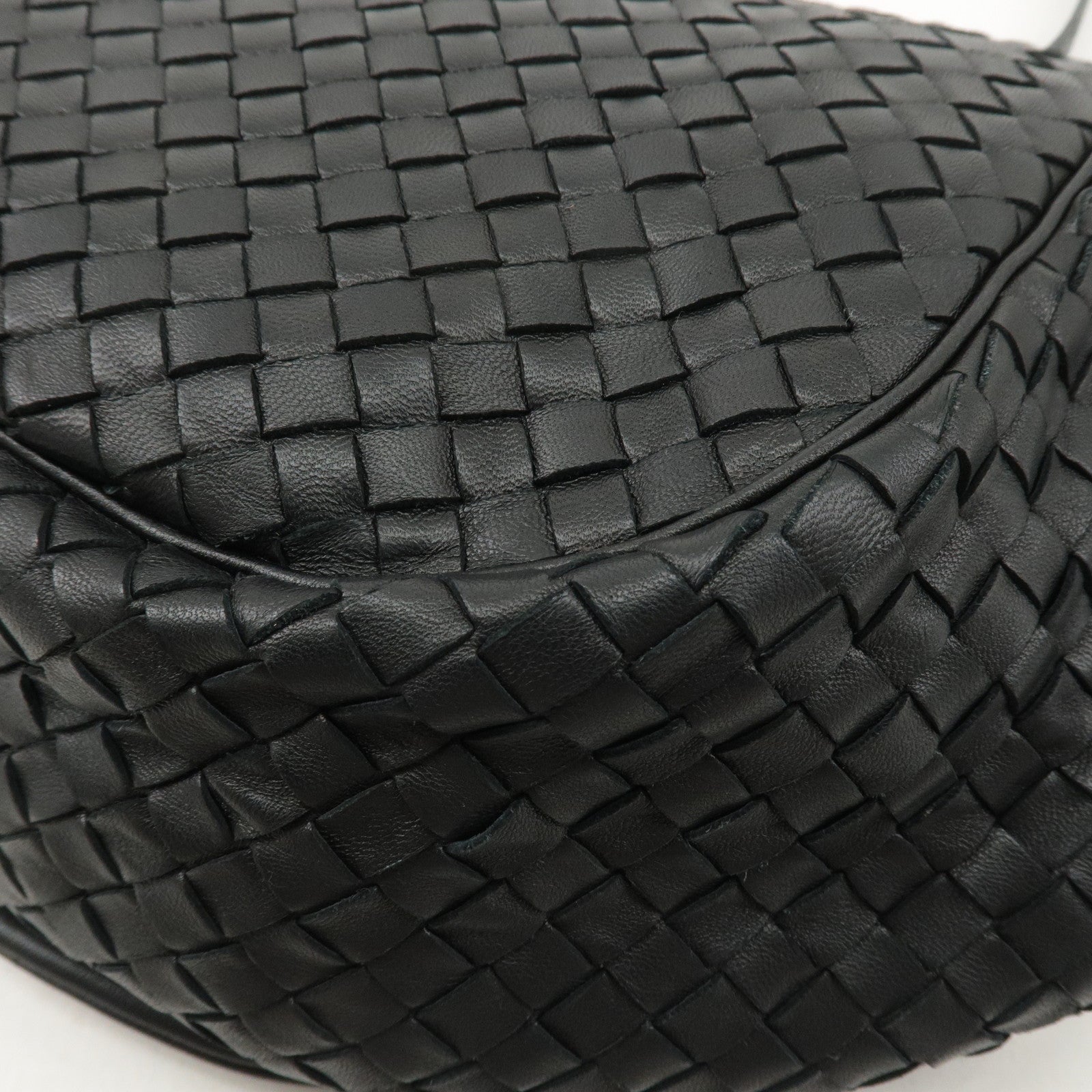 BOTTEGA VENETA Intrecciato Leather Shoulder Bag Black 245342