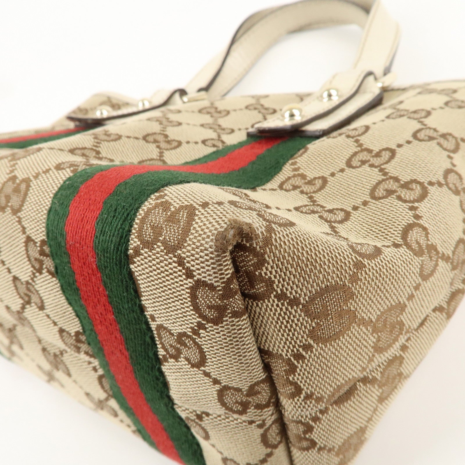 GUCCI GG Canvas Leather Hand Bag Mini Tote Beige Ivory 139261