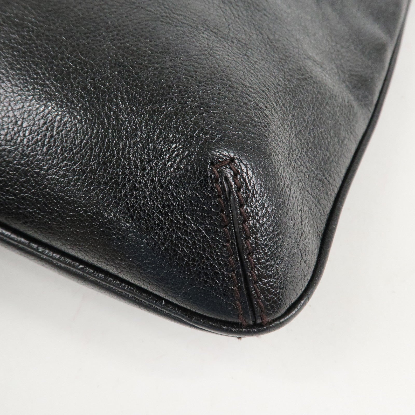 Cartier Leather Shoulder Bag Tote Bag Hand Bag Black Used