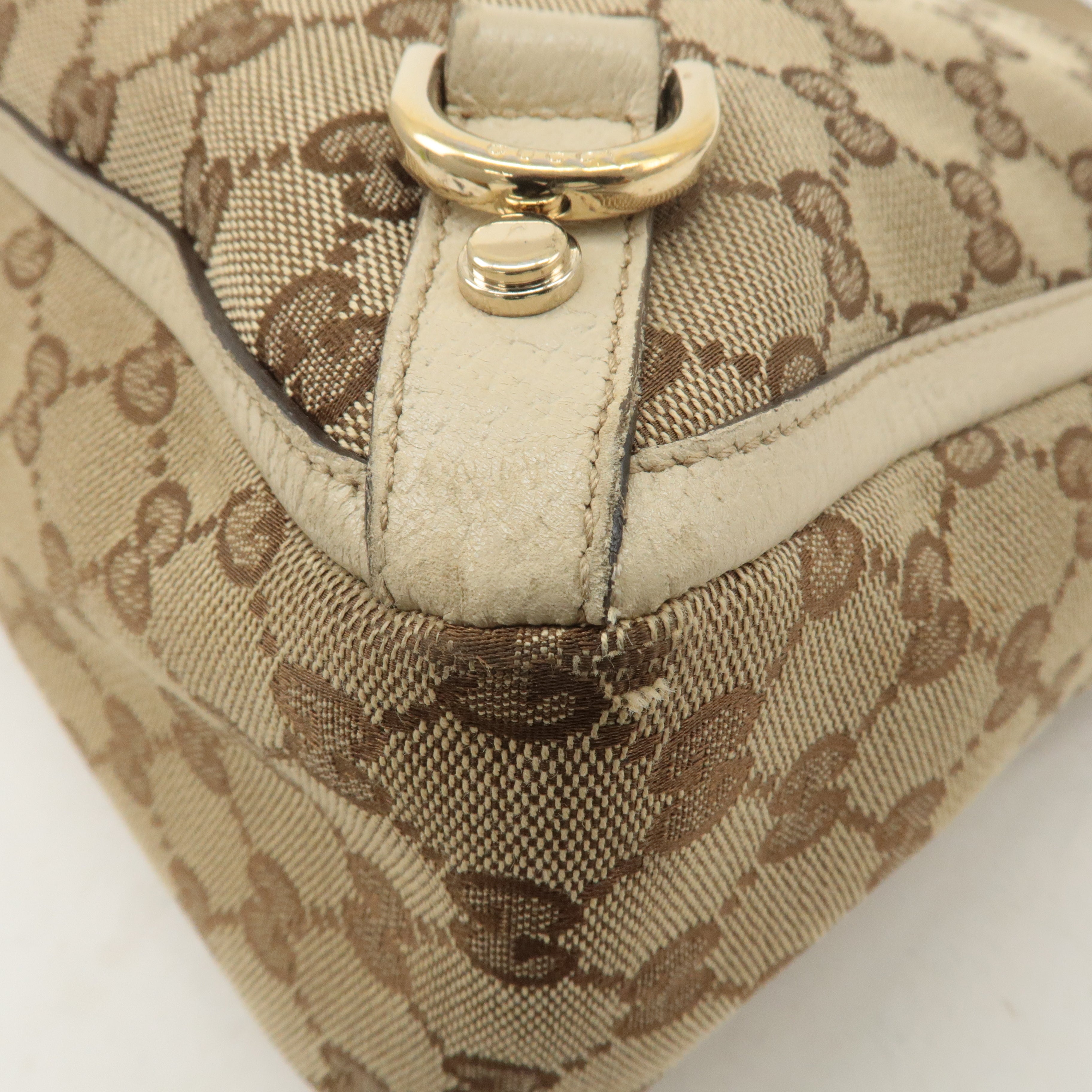 GUCCI Abbey GG Canvas Leather Tote Bag Beige Ivory 170004