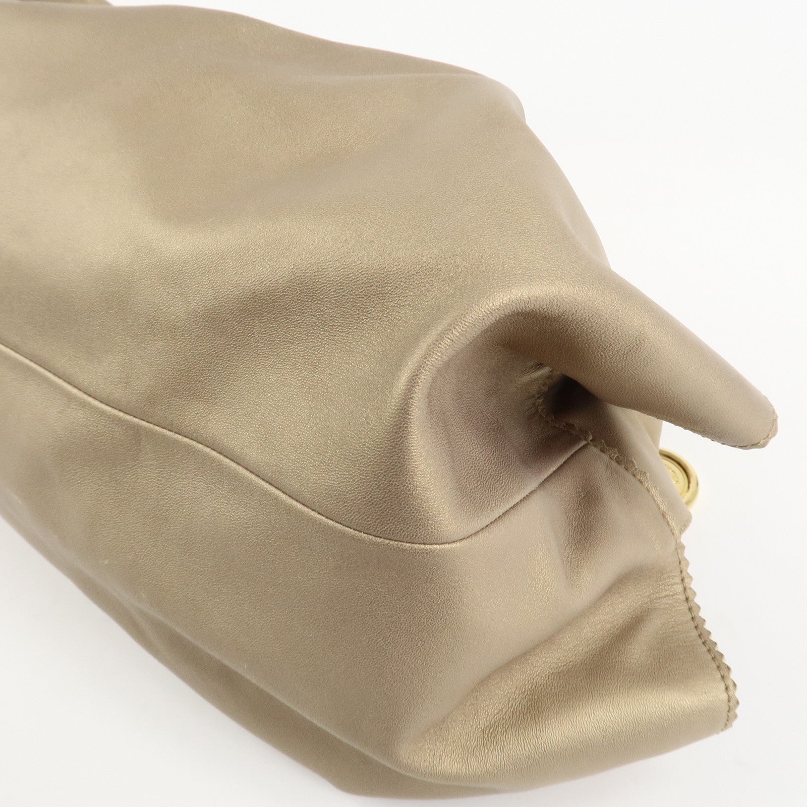 LOEWE Anagram Leather Nappa Aire Hand Bag Gold Used