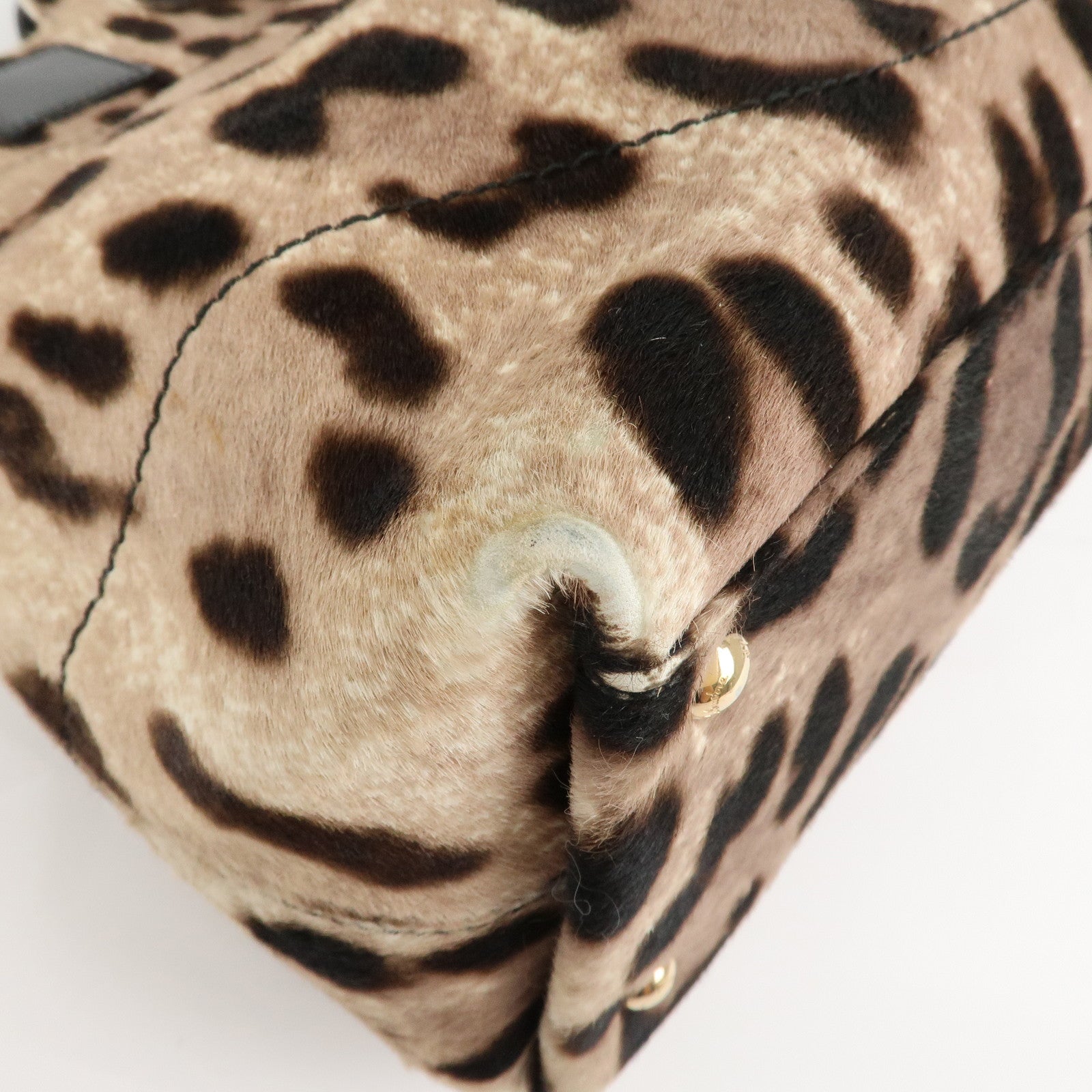 Ferragamo Gancini Unborn Calf Leather 2Way Bag Leopard Hand Bag