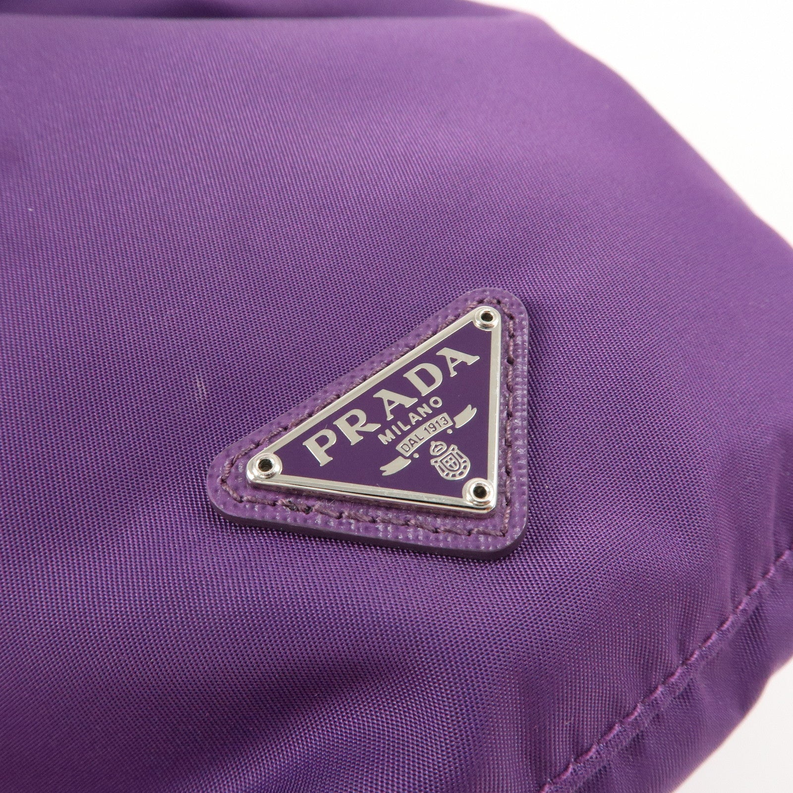 PRADA Nylon Leather Drawstring Pouch Purple 1NA369