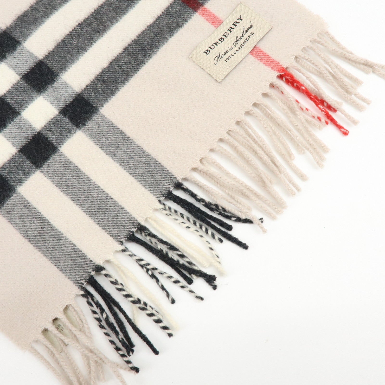 BURBERRY Plaid Cashmere 100% Scarf Nova Plaid Beige Black Red