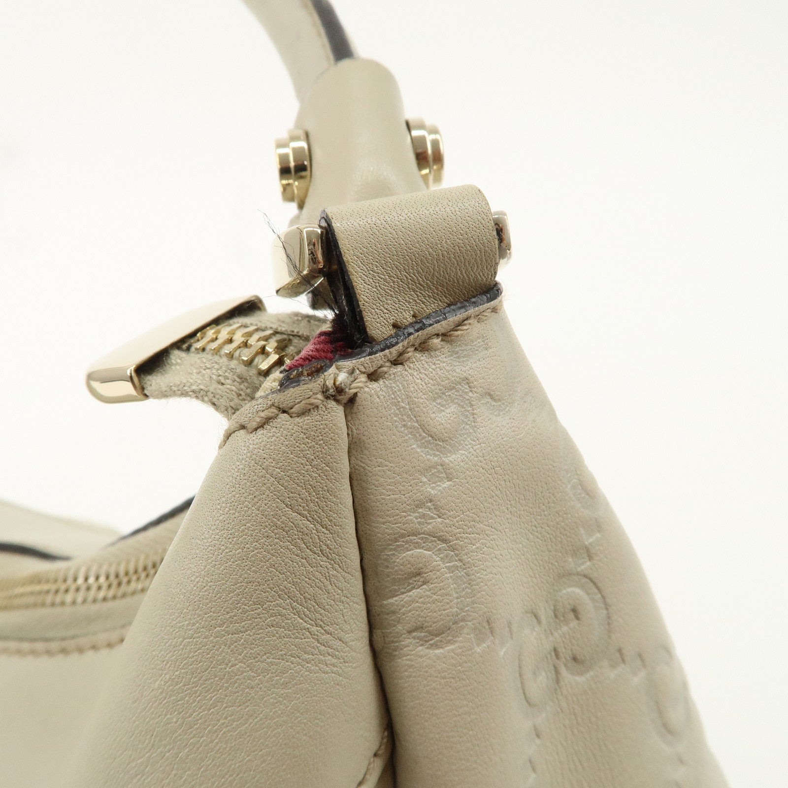 GUCCI Abbey Leather Shoulder Bag Ivory 189833