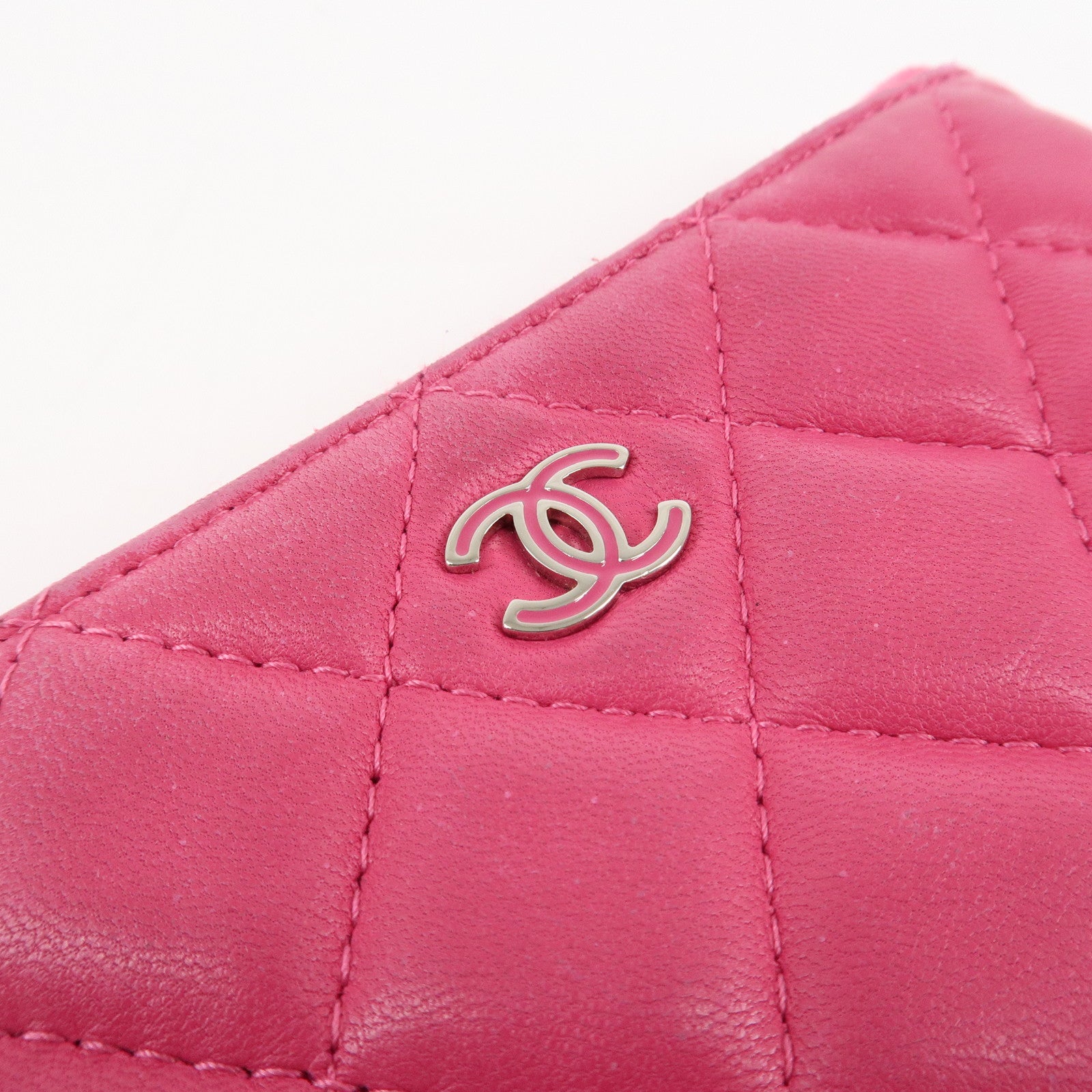 CHANEL Matelasse Lamb Skin Coco Mark Pouch Pink AP4020